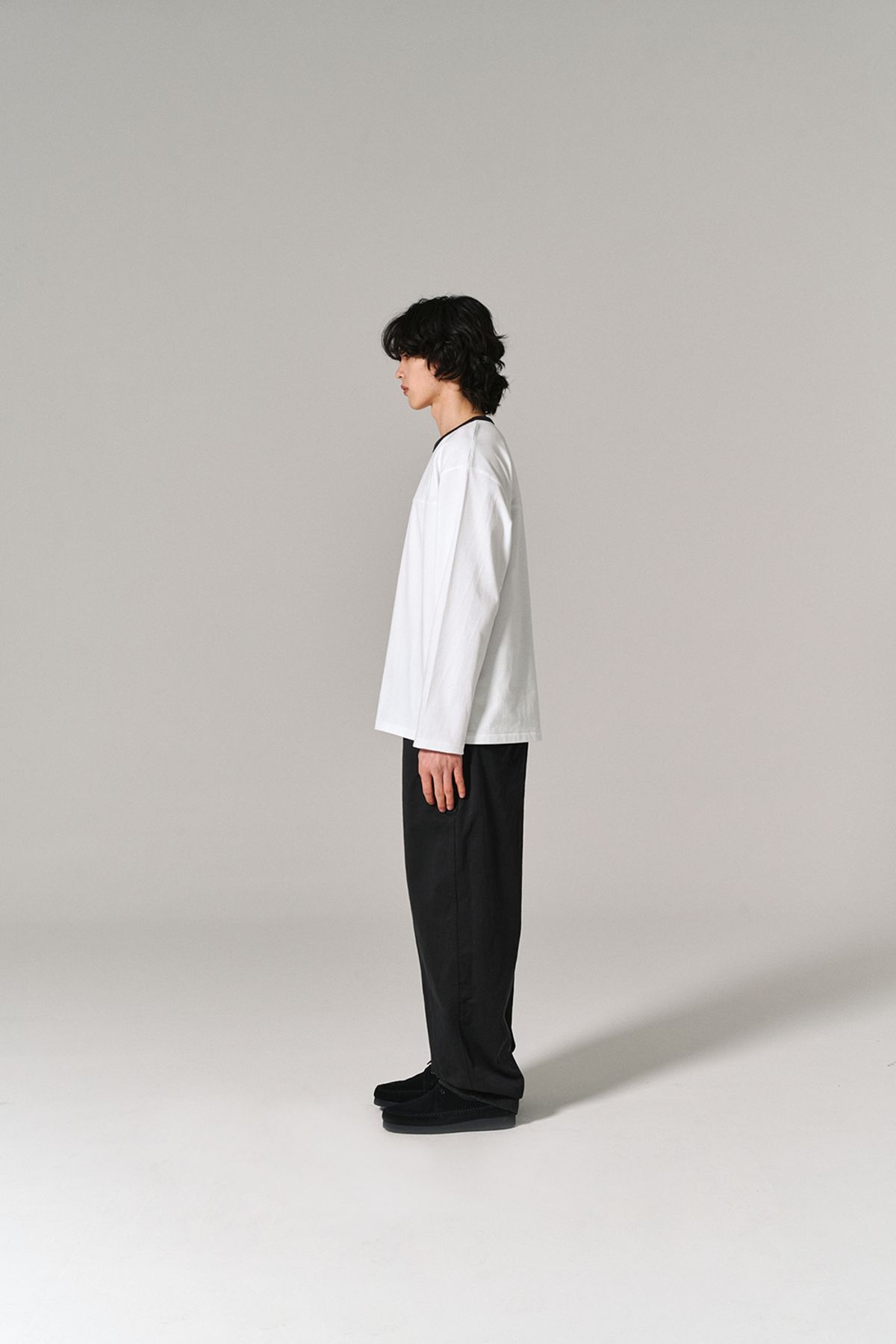 히즈핸더(HISHANDER) RINGER LONG SLEEVE T-SHIRTS WHITE/D.GREY