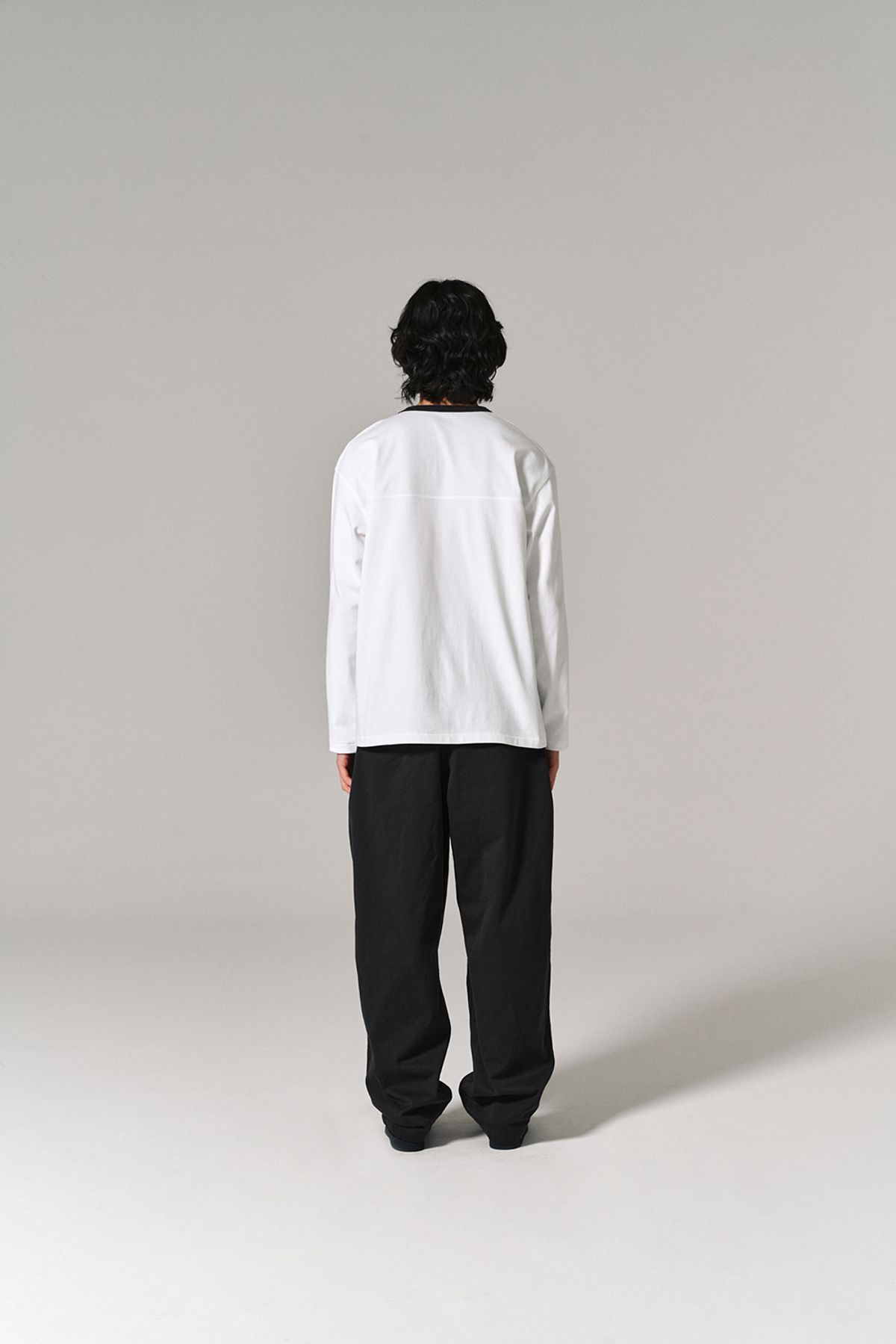 히즈핸더(HISHANDER) RINGER LONG SLEEVE T-SHIRTS WHITE/D.GREY