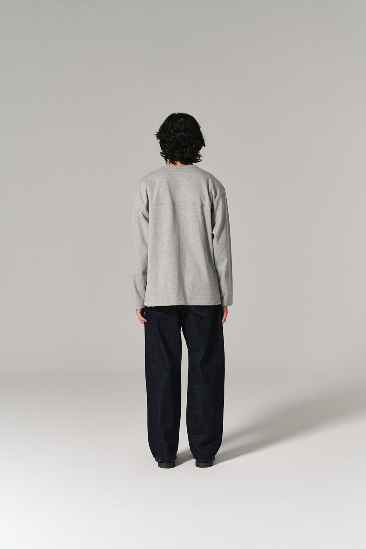 히즈핸더(HISHANDER) RINGER LONG SLEEVE T-SHIRTS MELANGE GREY