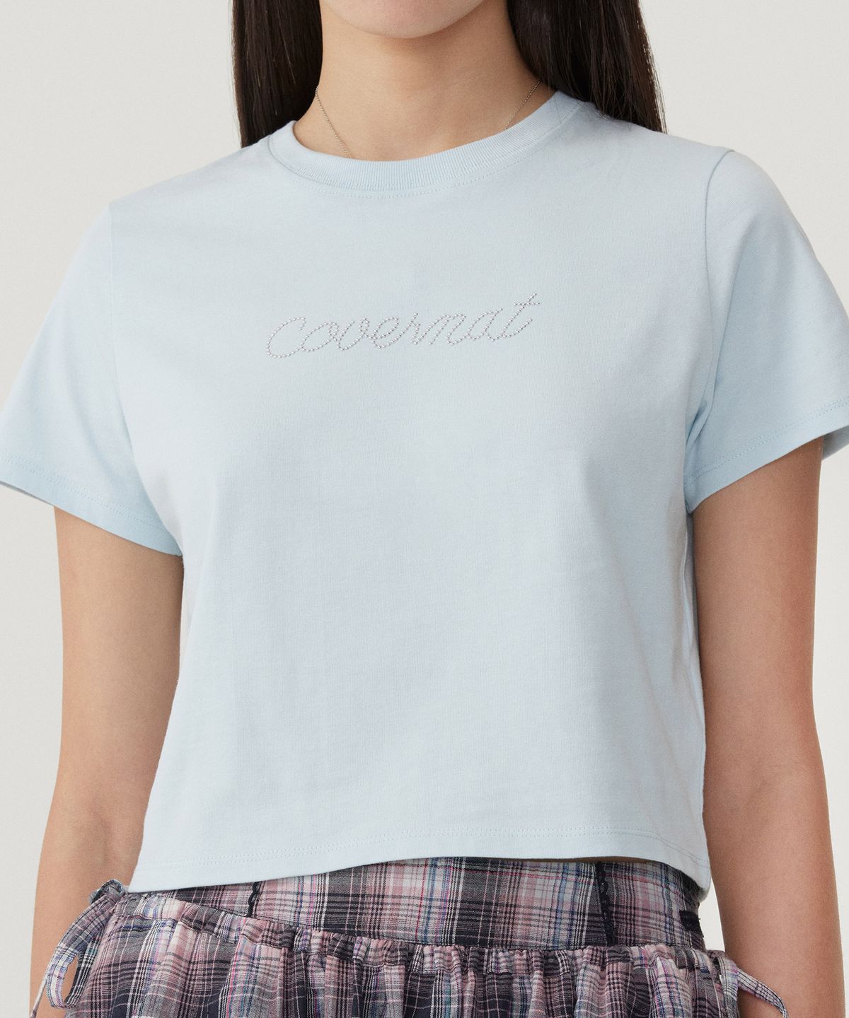 커버낫 우먼(COVERNAT WOMAN) 우먼 핫픽스 로고 티셔츠 Light Blue