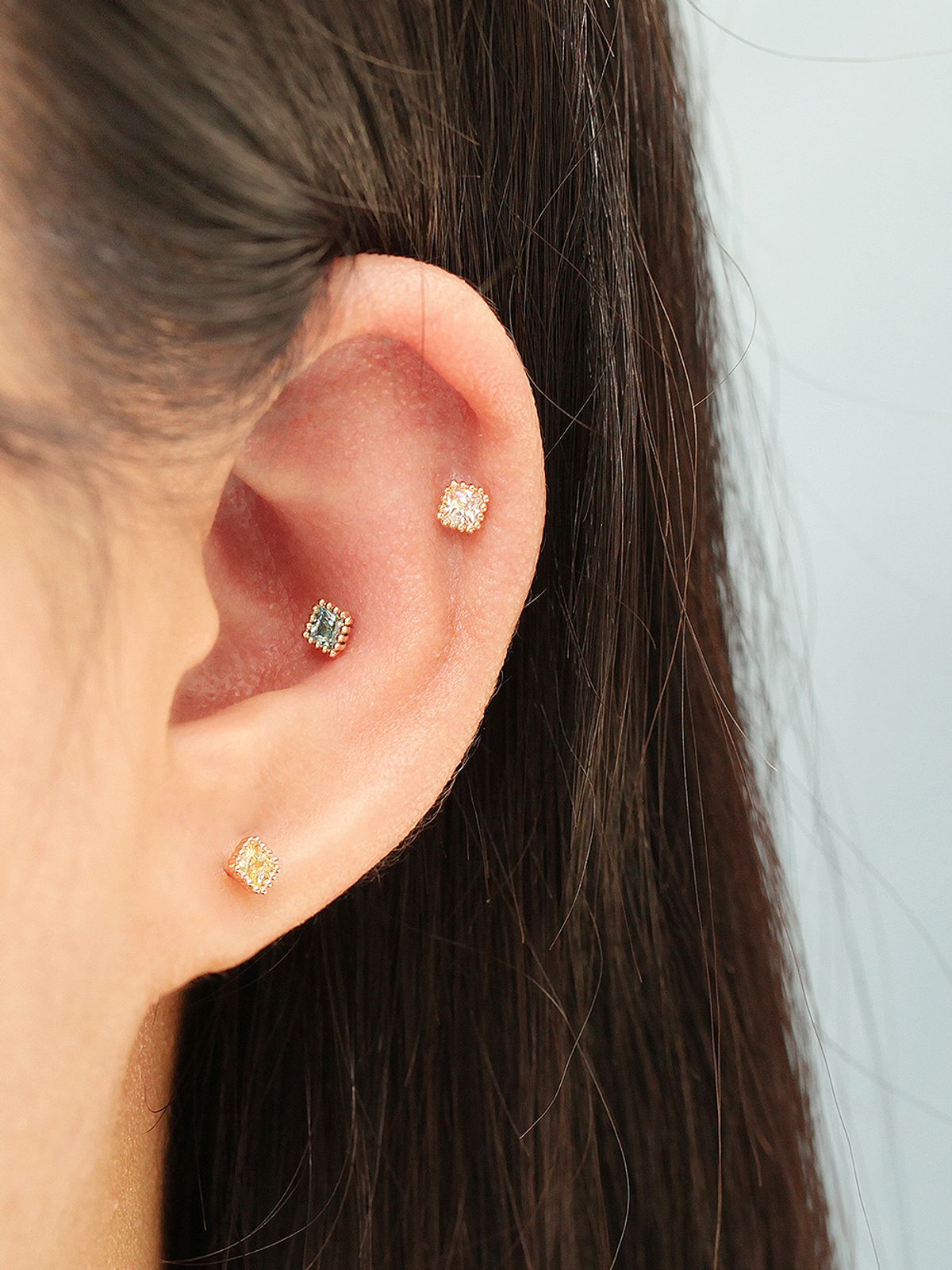 미니멀피어싱(MINIMALPIERCING) 14K 인터널 미니미 사각 큐빅 라블렛 피어싱