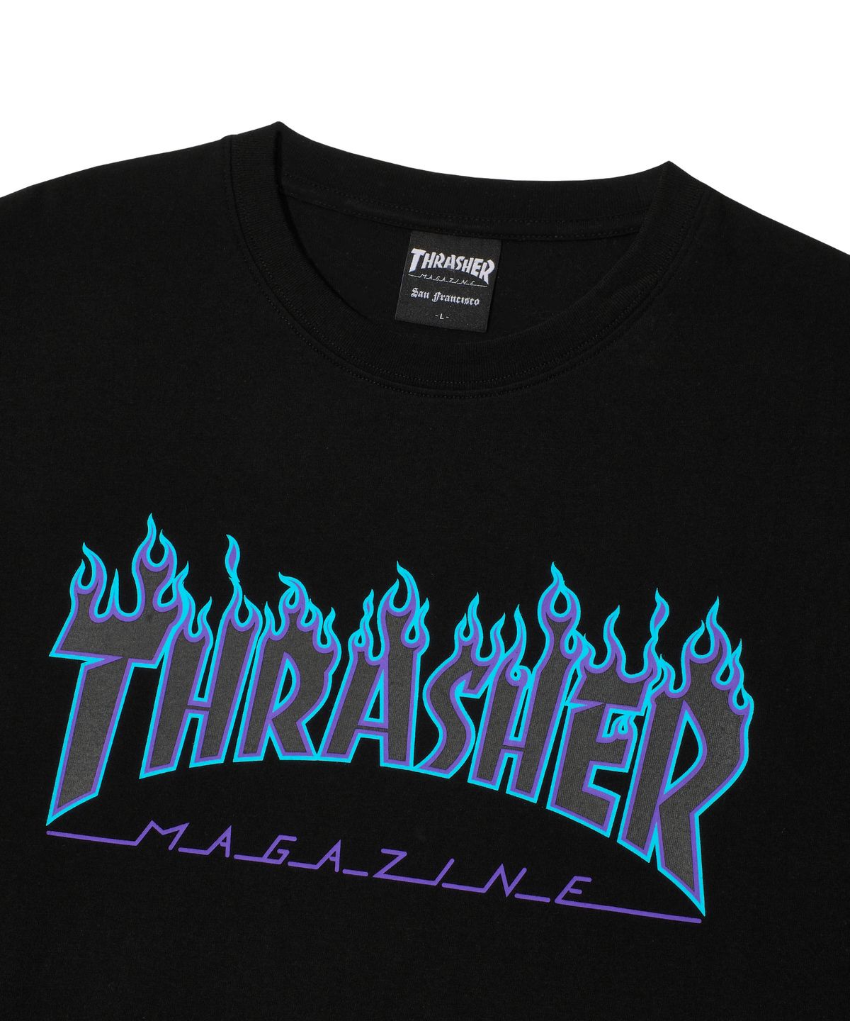 트레셔(THRASHER) 플레임 반팔 티셔츠 블랙