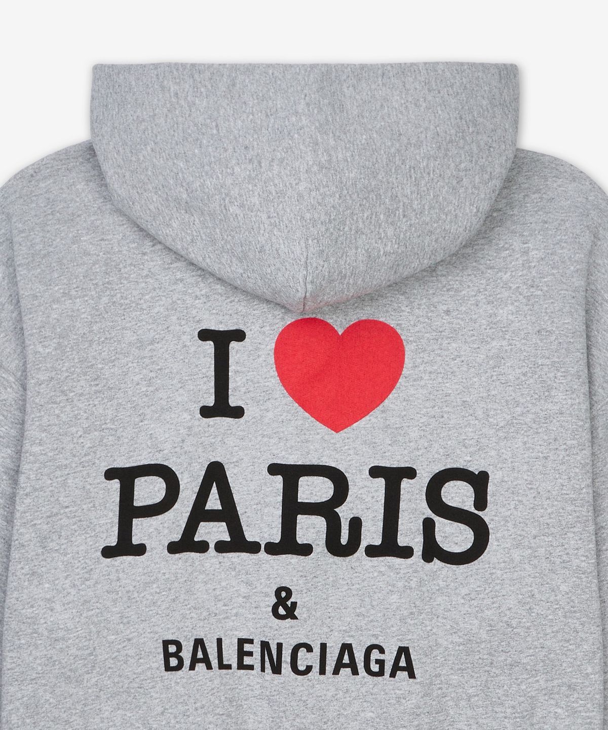 발렌시아가(BALENCIAGA) 아이 러브 파리 레귤러 핏 집업 후드 - 헤더 그레이 / 803264TSVI51300
