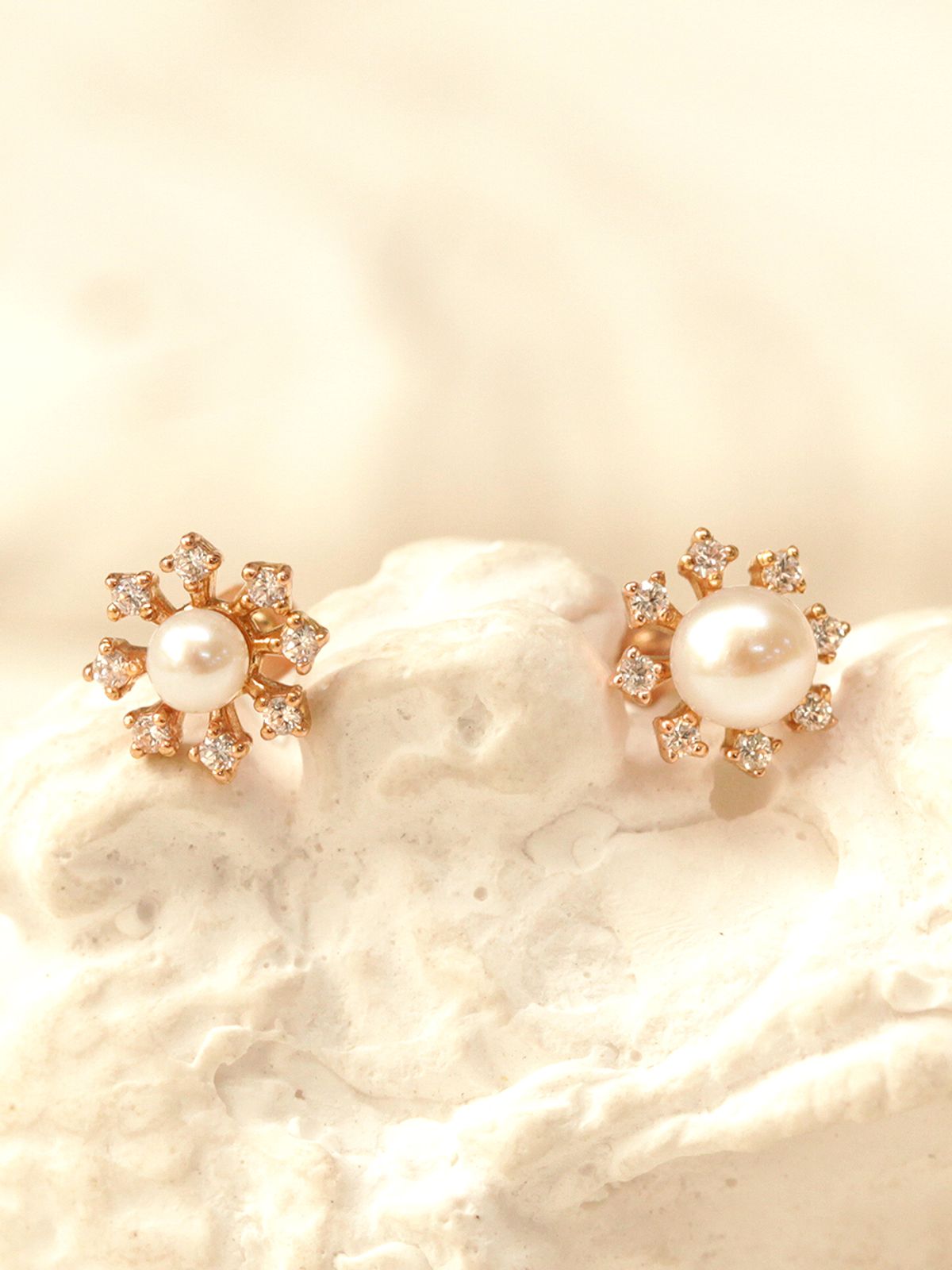 미니멀피어싱(MINIMALPIERCING) 14K 인터널 진주 큐빅 플라워 라블렛 피어싱
