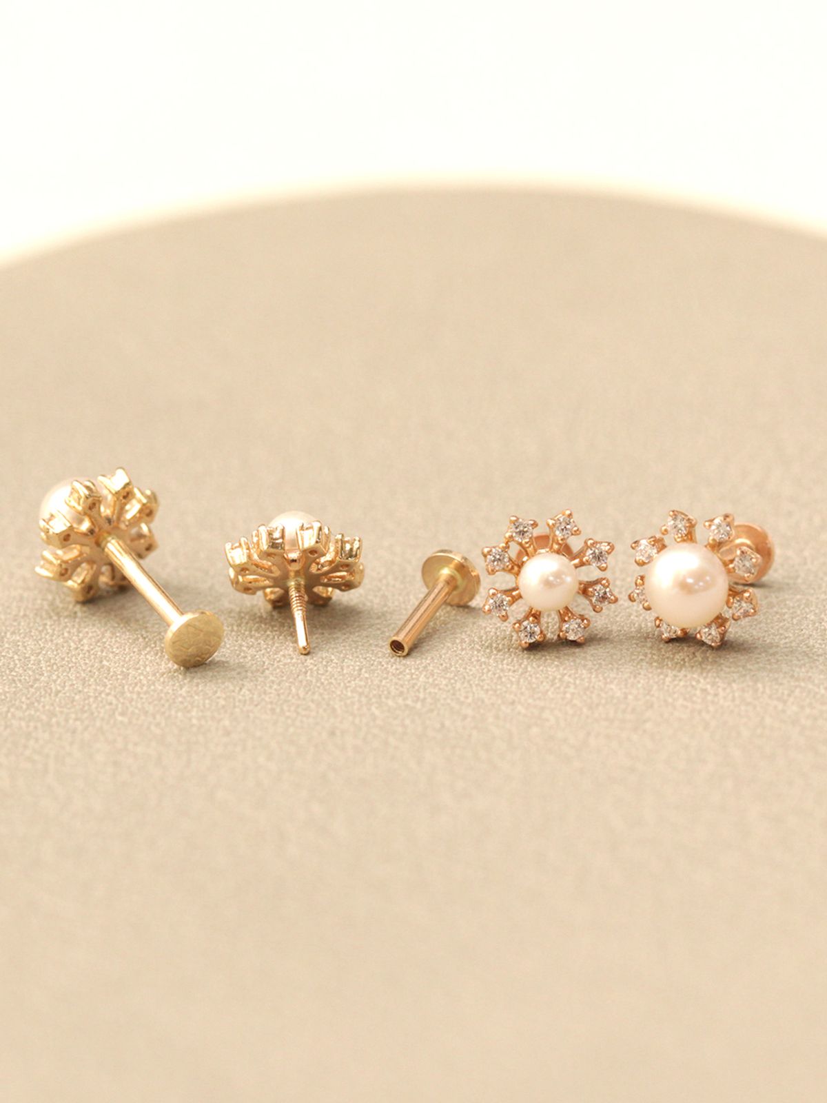 미니멀피어싱(MINIMALPIERCING) 14K 인터널 진주 큐빅 플라워 라블렛 피어싱