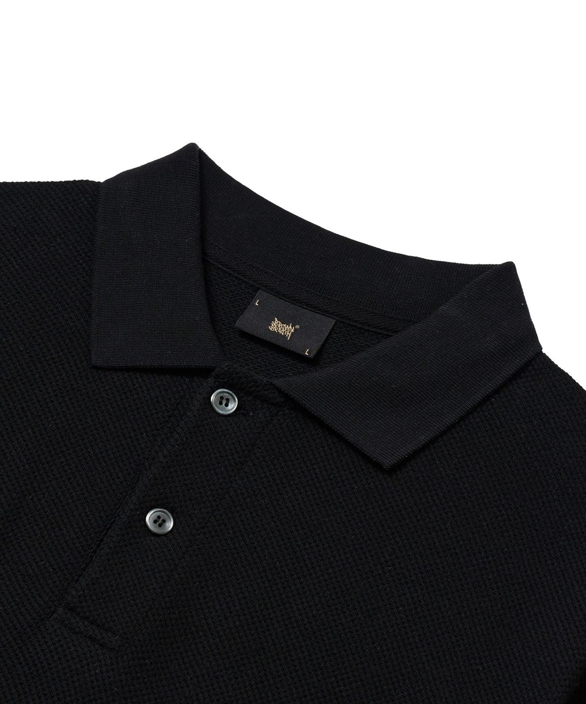 브라운브레스(BROWNBREATH) TAG WAFFLE PIQUE TEE - BLACK