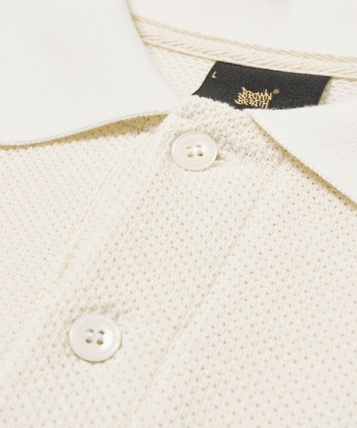 브라운브레스(BROWNBREATH) TAG WAFFLE PIQUE TEE - CREAM