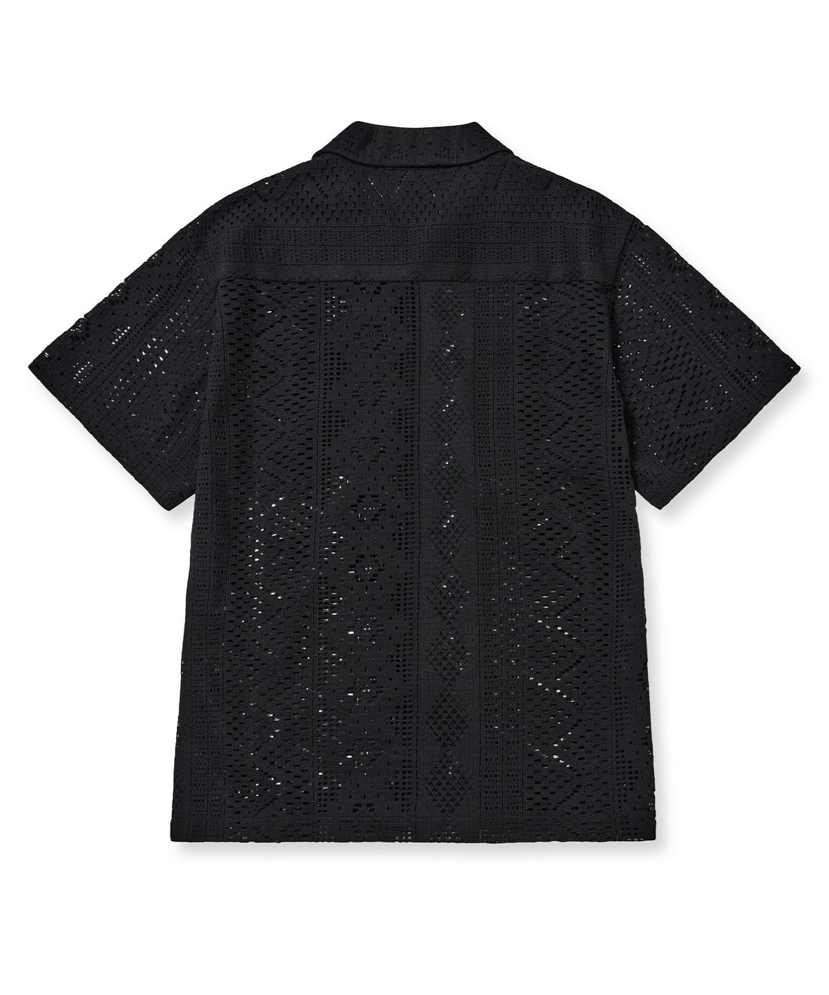 브라운브레스(BROWNBREATH) CROCHET OPEN COLLAR SHIRTS - BLACK