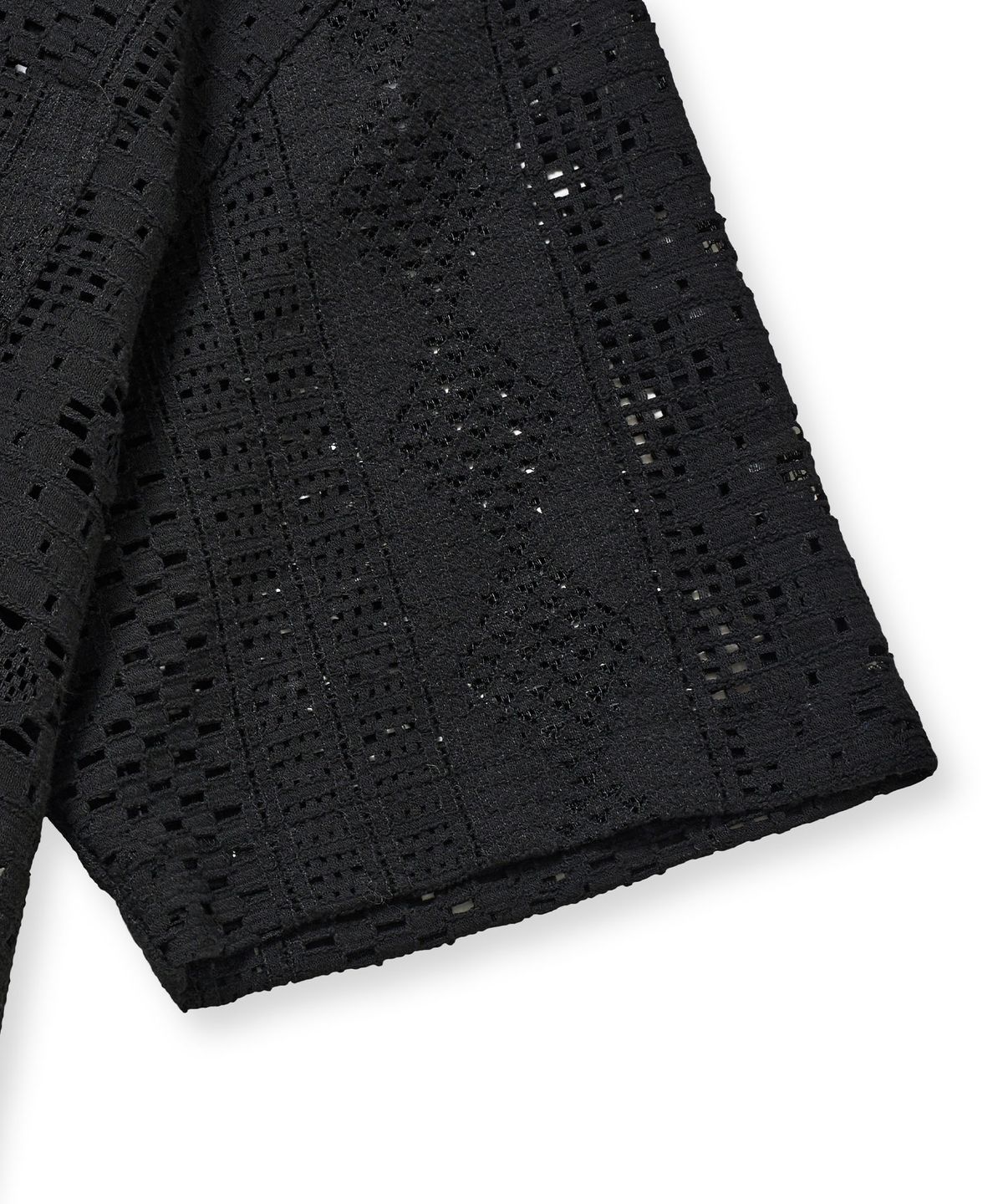 브라운브레스(BROWNBREATH) CROCHET OPEN COLLAR SHIRTS - BLACK
