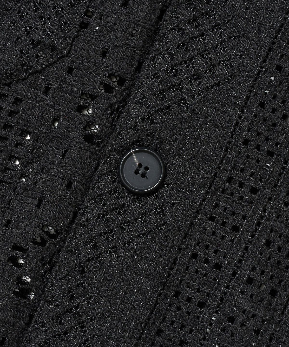 브라운브레스(BROWNBREATH) CROCHET OPEN COLLAR SHIRTS - BLACK