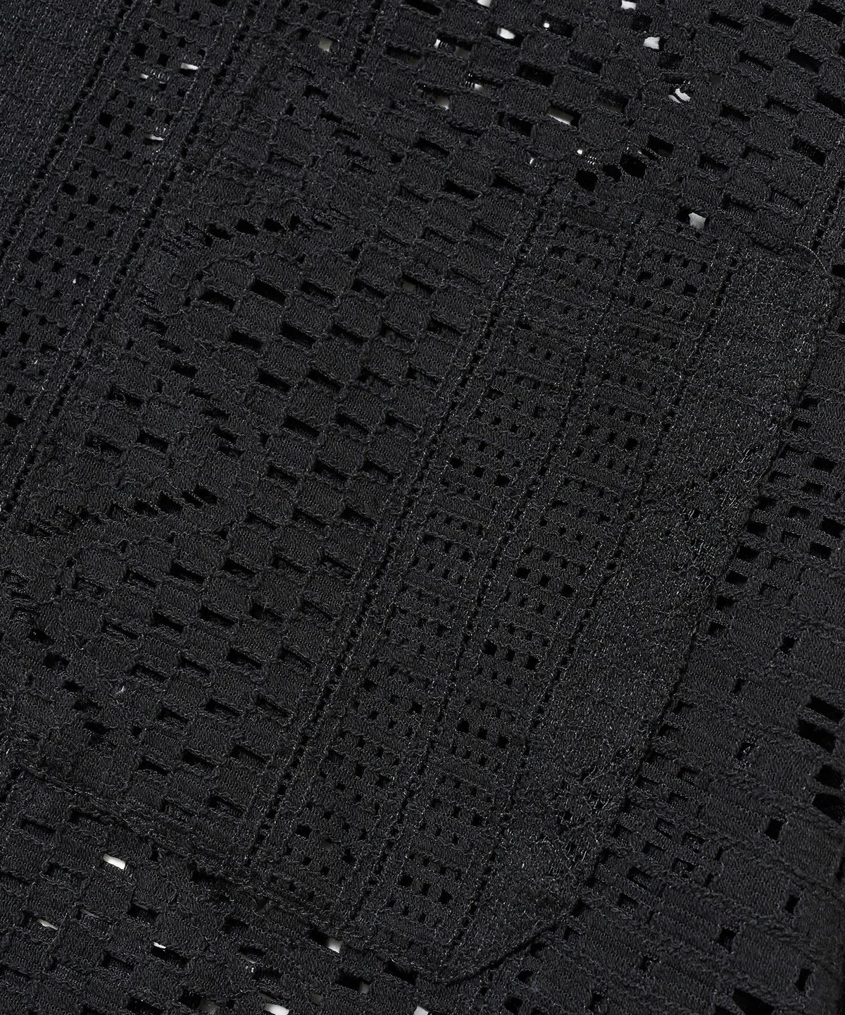 브라운브레스(BROWNBREATH) CROCHET OPEN COLLAR SHIRTS - BLACK
