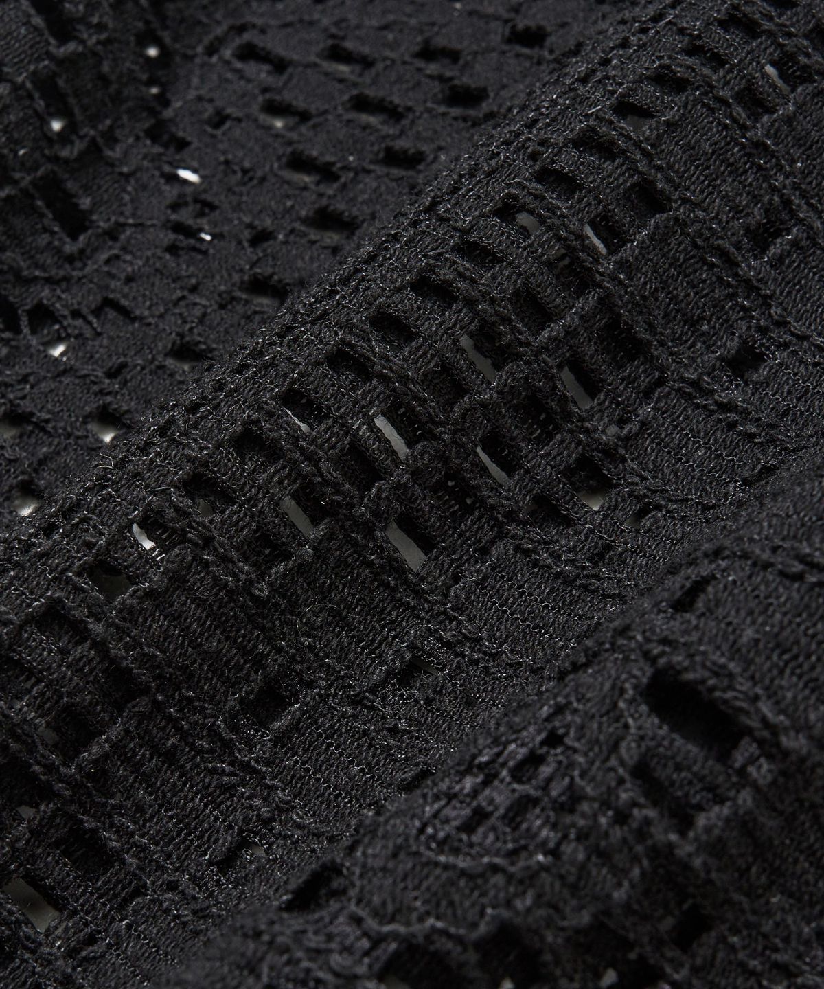브라운브레스(BROWNBREATH) CROCHET OPEN COLLAR SHIRTS - BLACK