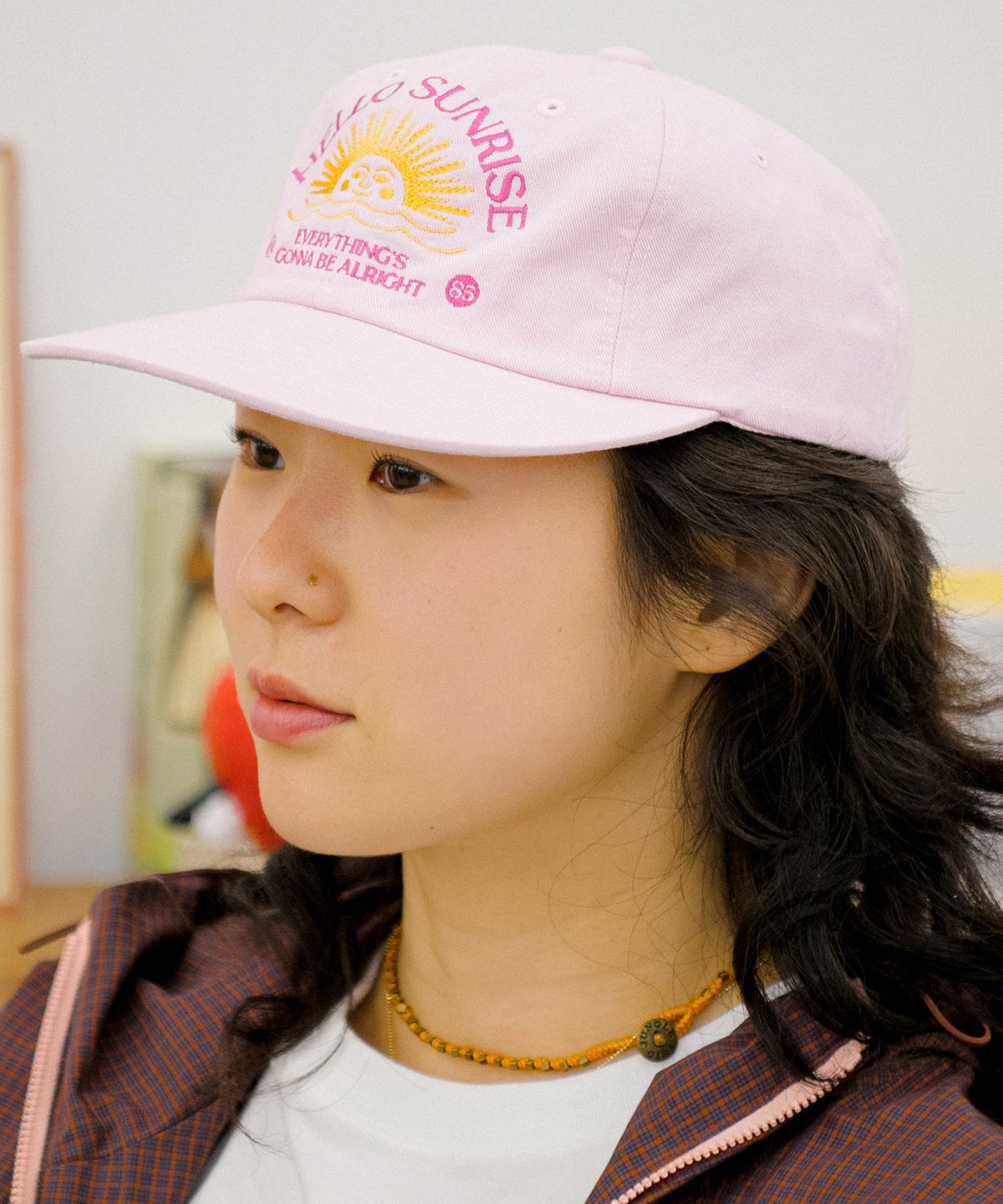 헬로 선라이즈(HELLO SUNRISE) Washed Two Tone Arch Logo 6panel Cap_Pink