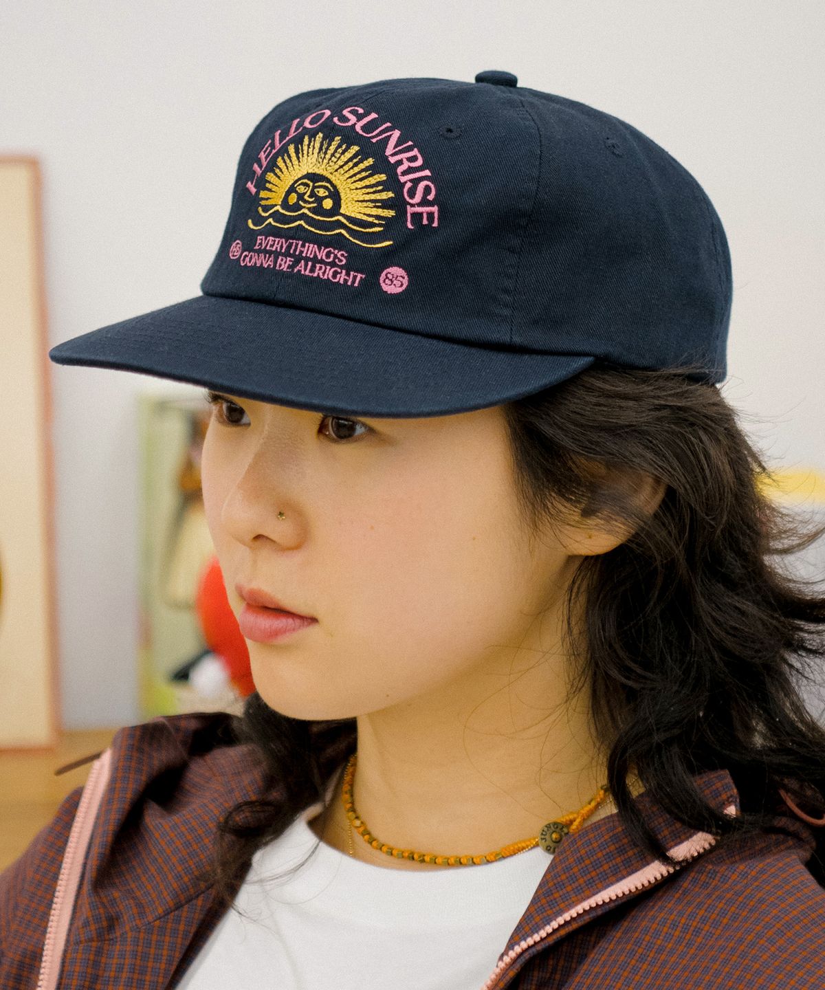 헬로 선라이즈(HELLO SUNRISE) Washed Two Tone Arch Logo 6panel Cap_Navy