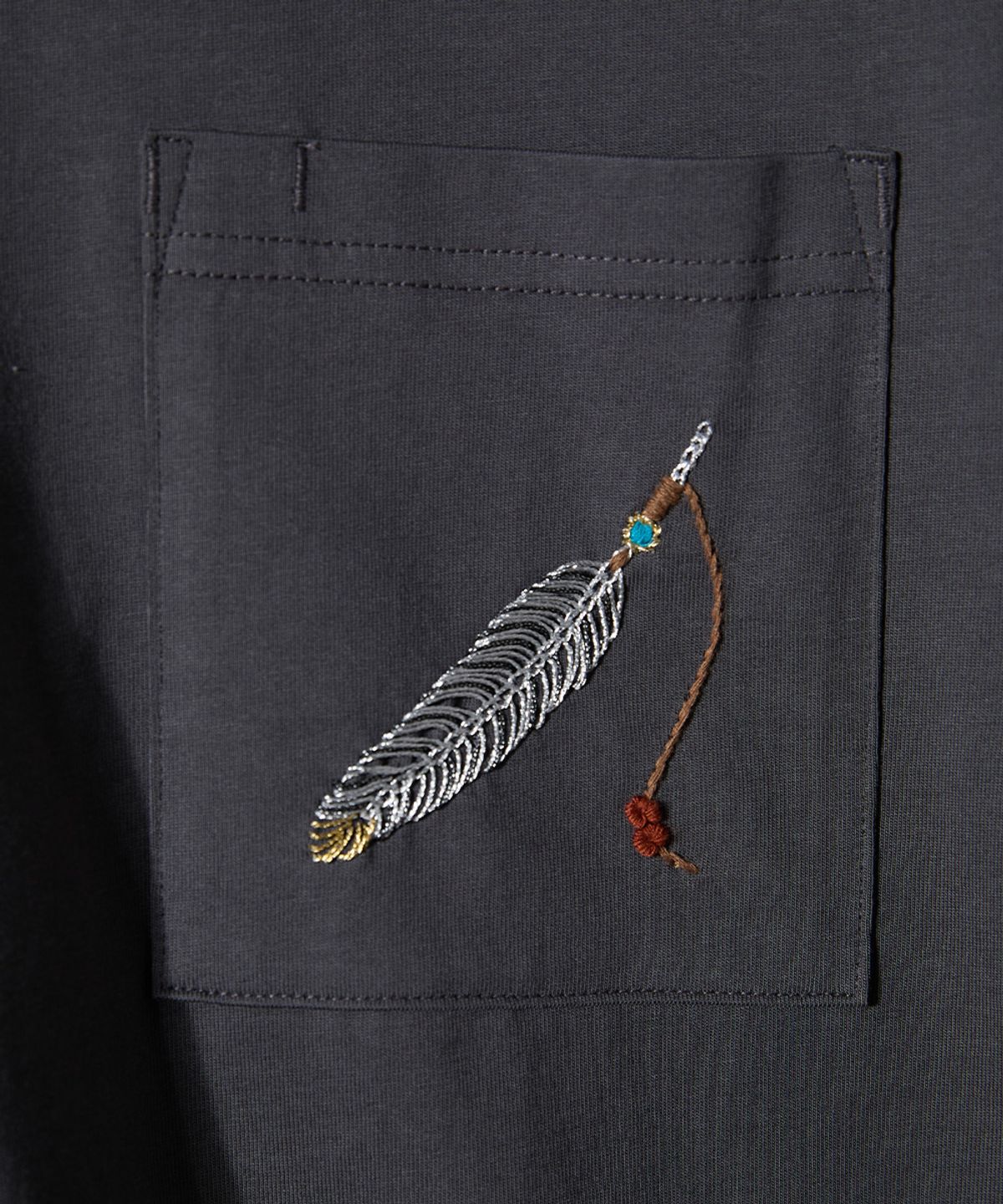 홀리선(HORLISUN) Lawrence Short Embroidery T-shirt Charcoal