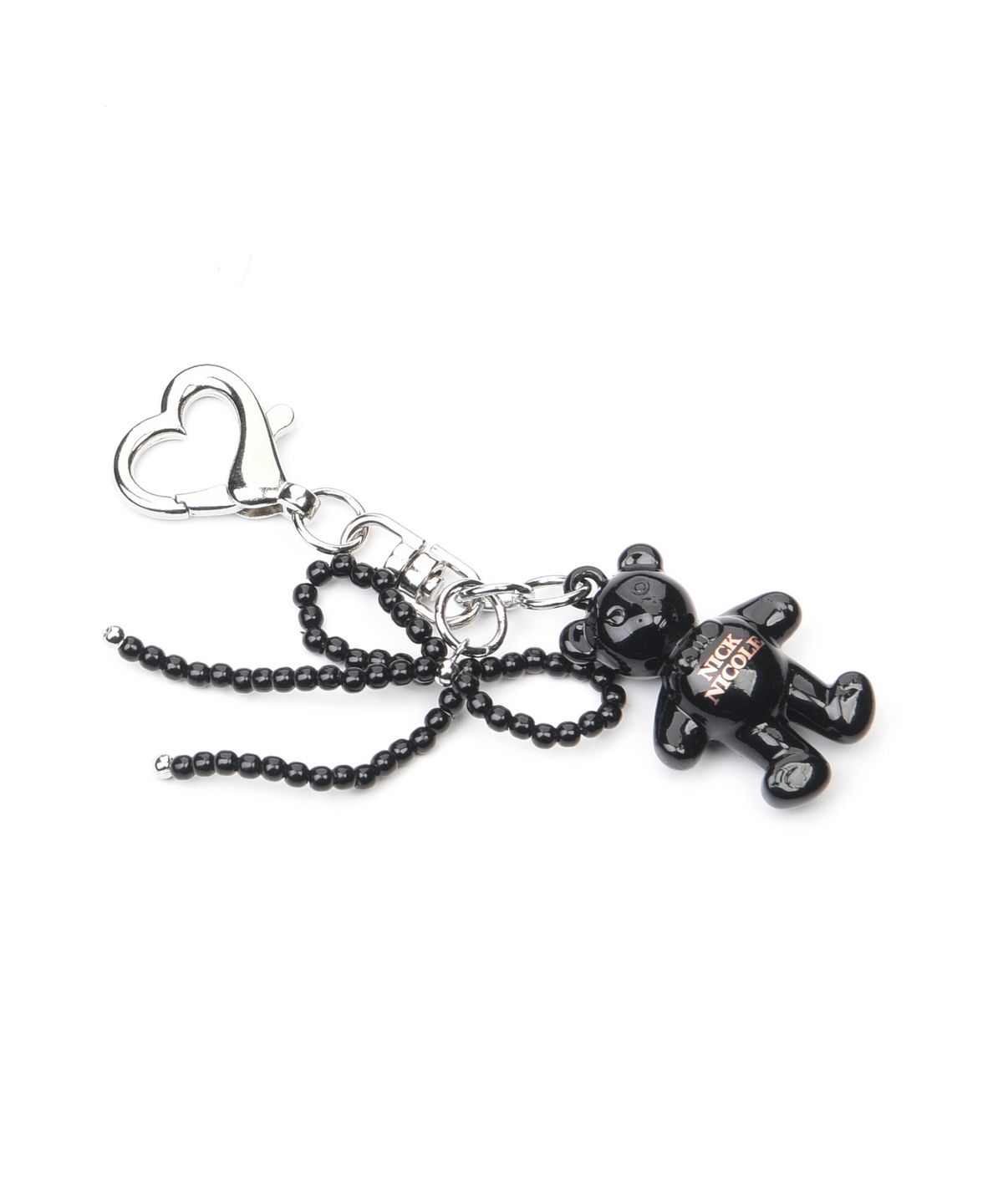 닉앤니콜(NICK&NICOLE) TEDDY BEAR LOGO PEARL RIBBON KEYRING_BLACK