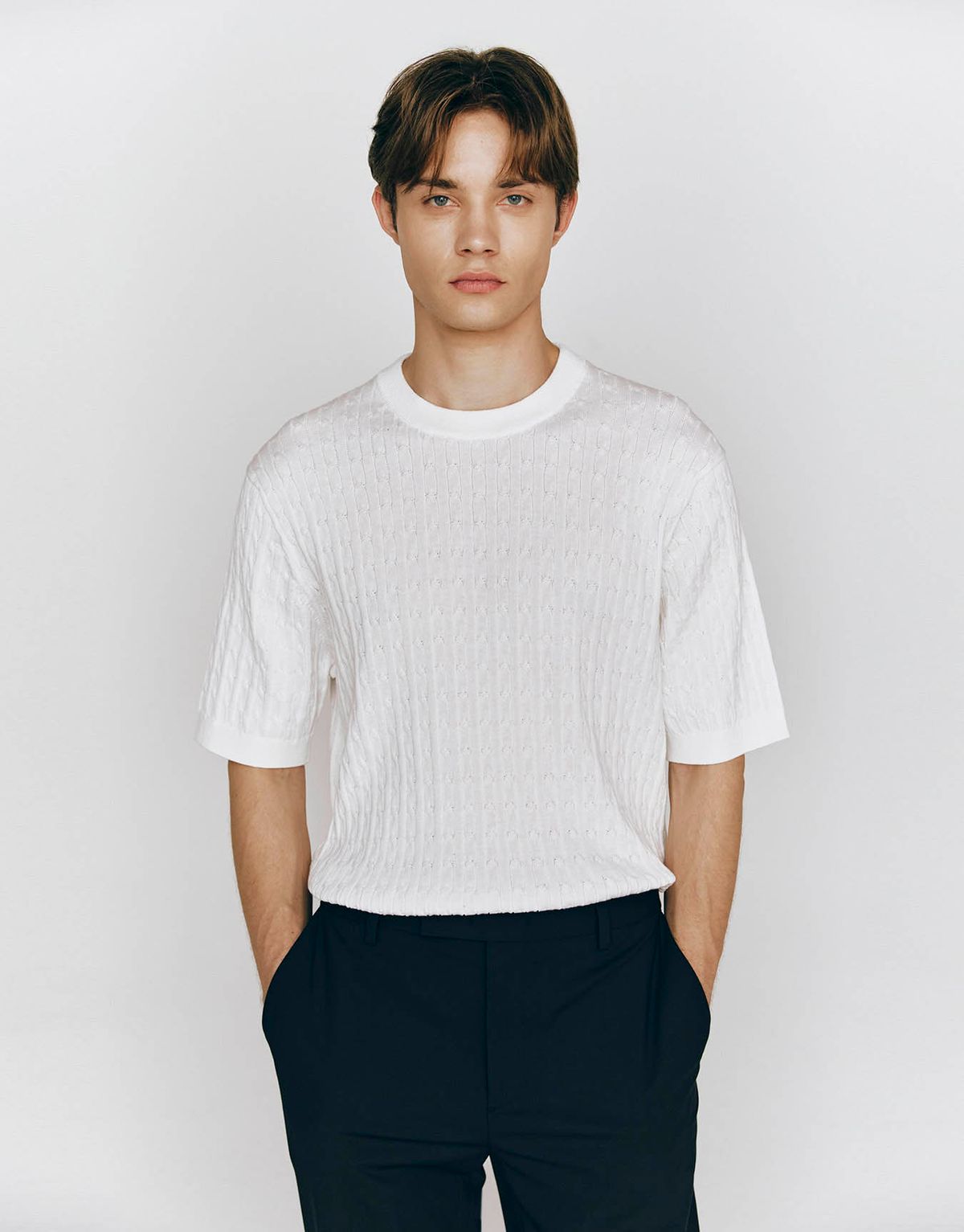 컨셉원(CONCEPTS1ONE) 케이블 반팔 크루넥 니트 스웨터 10055524/055524 [3color]