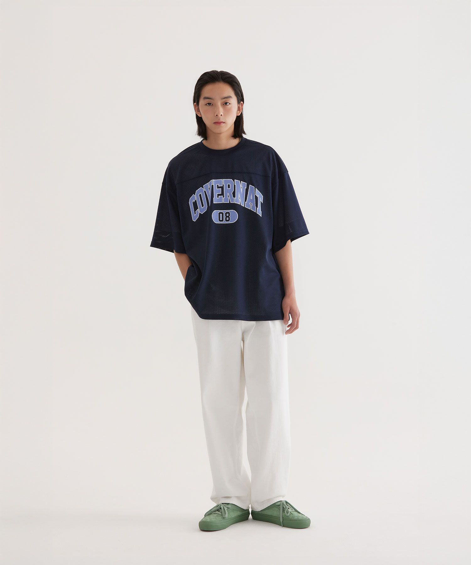 ★COVERNAT★ Arch Mesh T-Shirt Dark Navy CO2502ST63DN MUSINSA | COVERNAT Arch Mesh T-Shirt Dark Navy