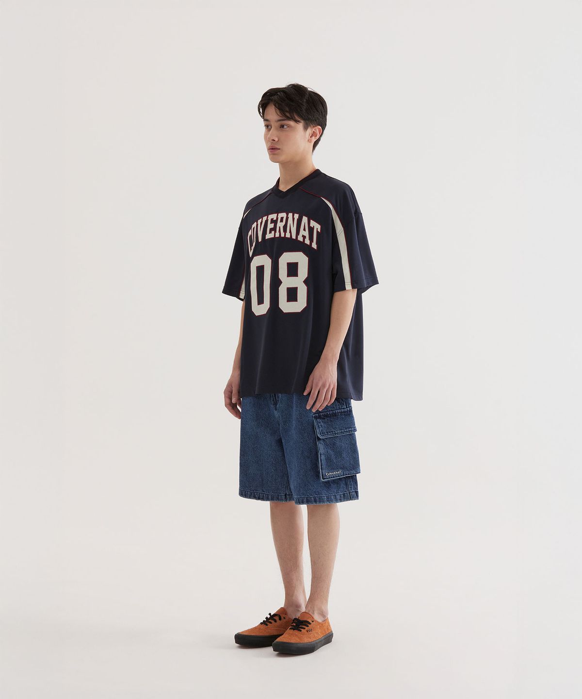 커버낫(COVERNAT) 블록코어 아치 티셔츠 Dark Navy