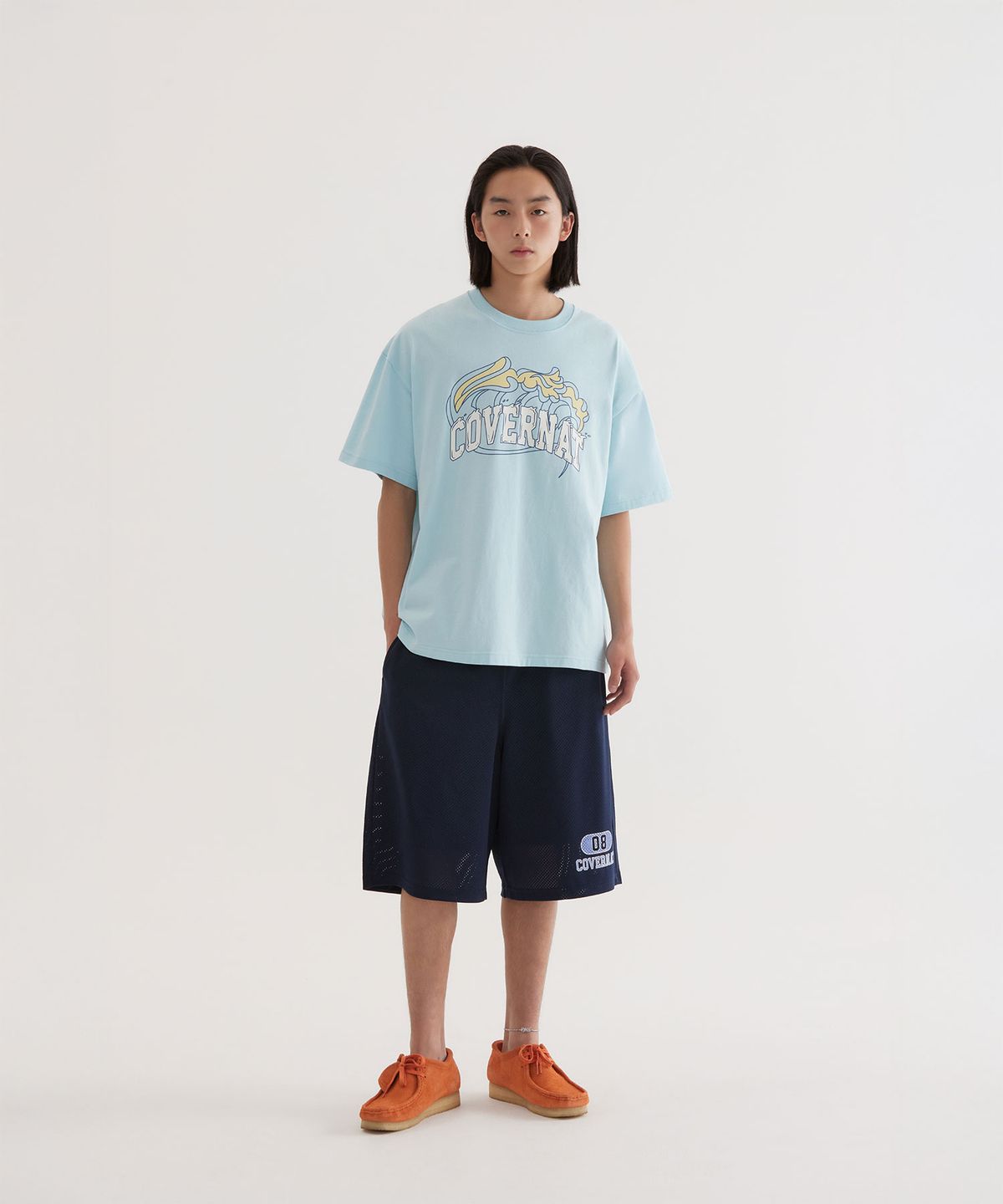 커버낫(COVERNAT) 웨이브 그래픽 티셔츠 Sky Blue