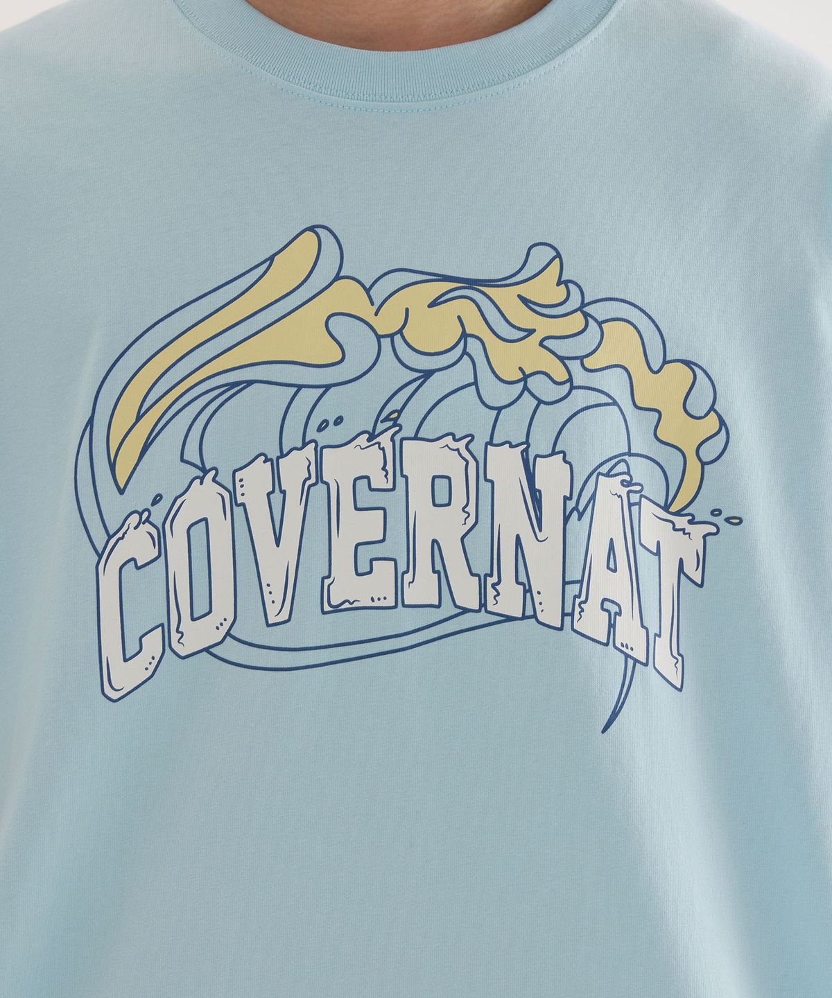 커버낫(COVERNAT) 웨이브 그래픽 티셔츠 Sky Blue