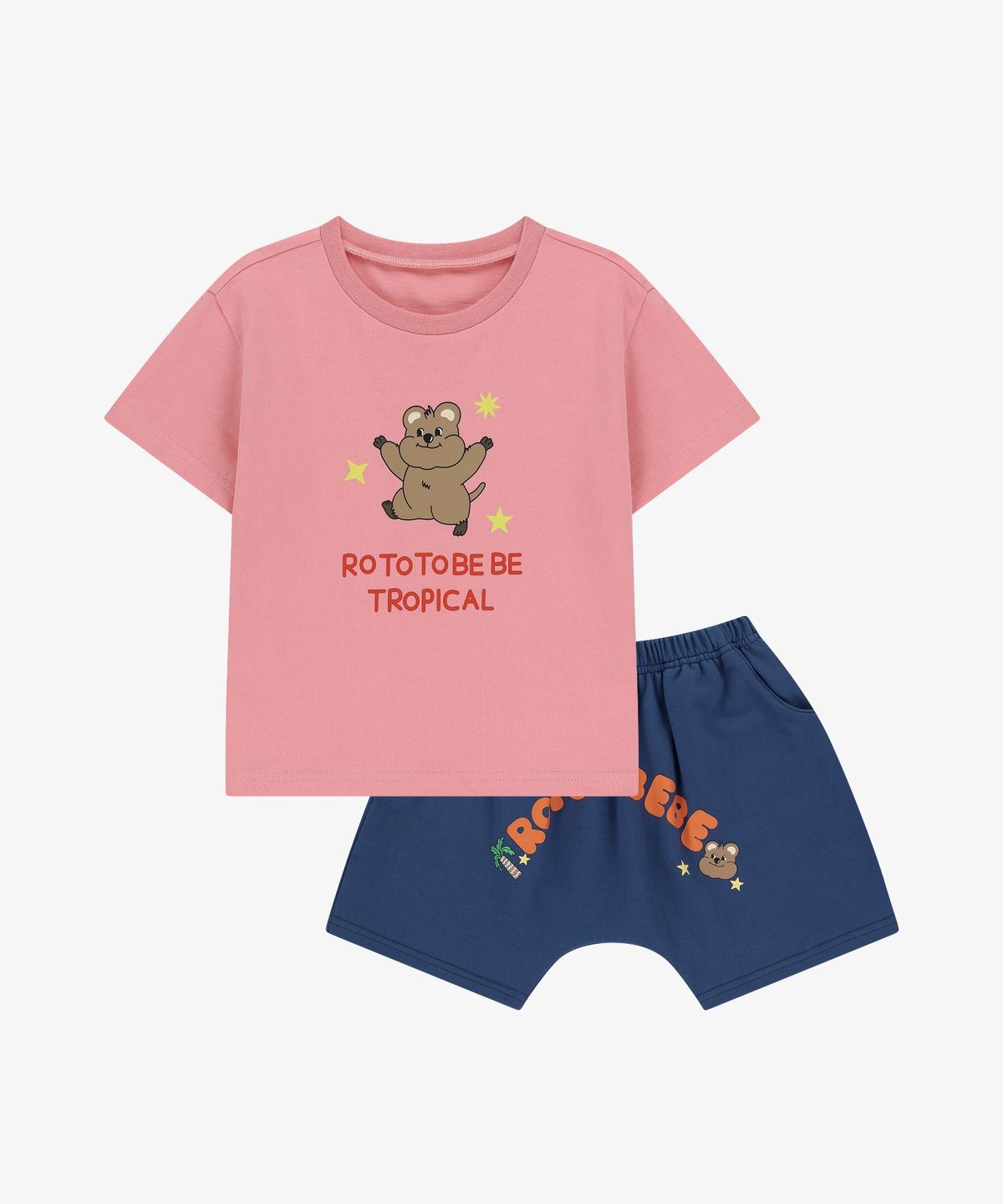 로토토베베(ROTOTOBEBE) 트로피컬로고나염셋업 핑크