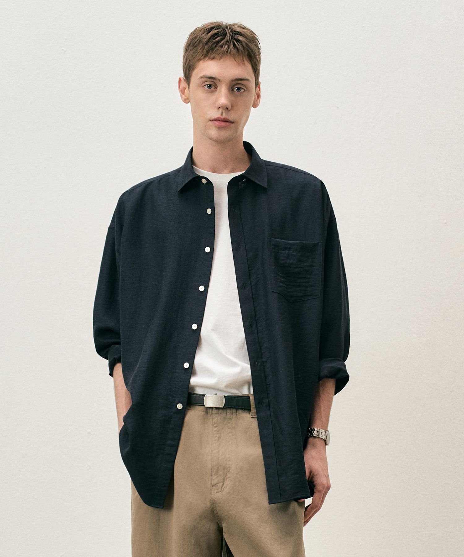 MUSINSA | COSTUME O'CLOCK Linen Overfit Long Sleeve Shirt 5