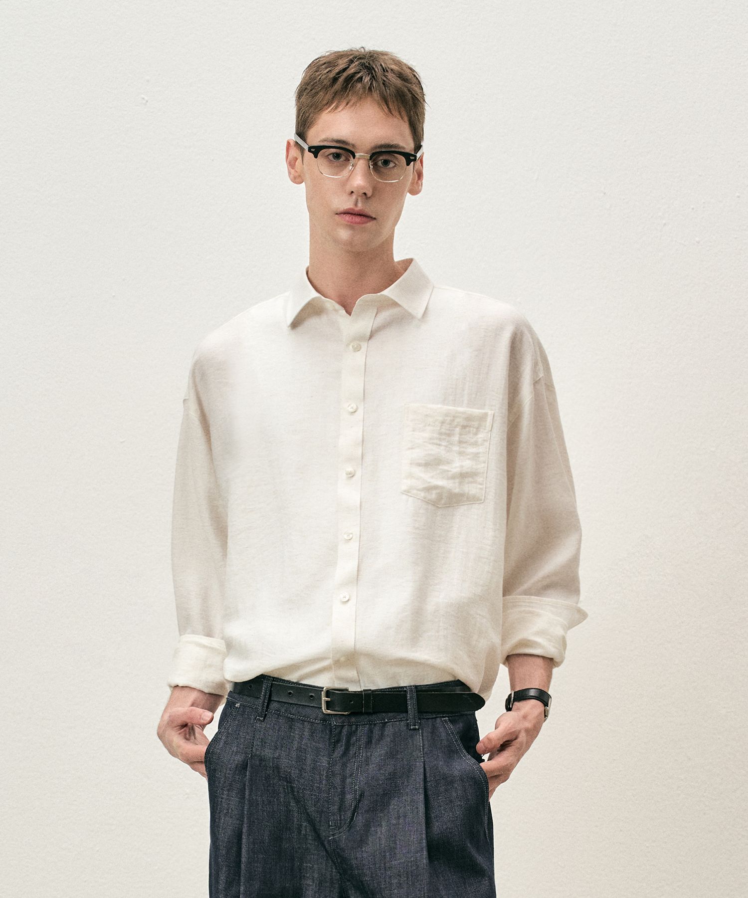 ★MUSINSA STANDARD★ Cool Standard Relaxed Nylon Shirt White MUSINSA公式 | MUSINSA STANDARD [Cool Standard] Relaxed Fit