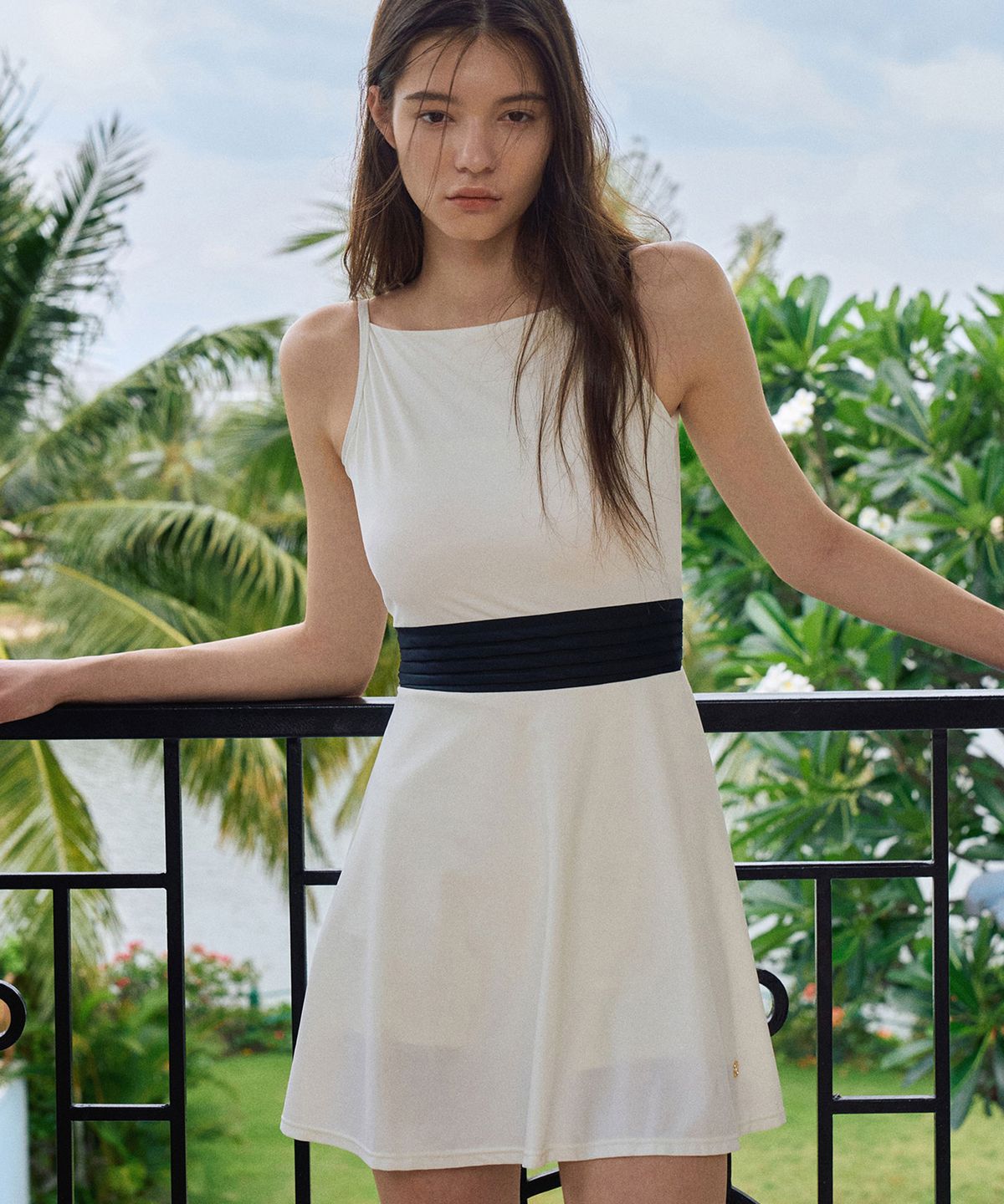 라메레이(LAMEREI) Boat Neck Sleeveless Pintuck Swimsuit[LMBCSW227]-2color