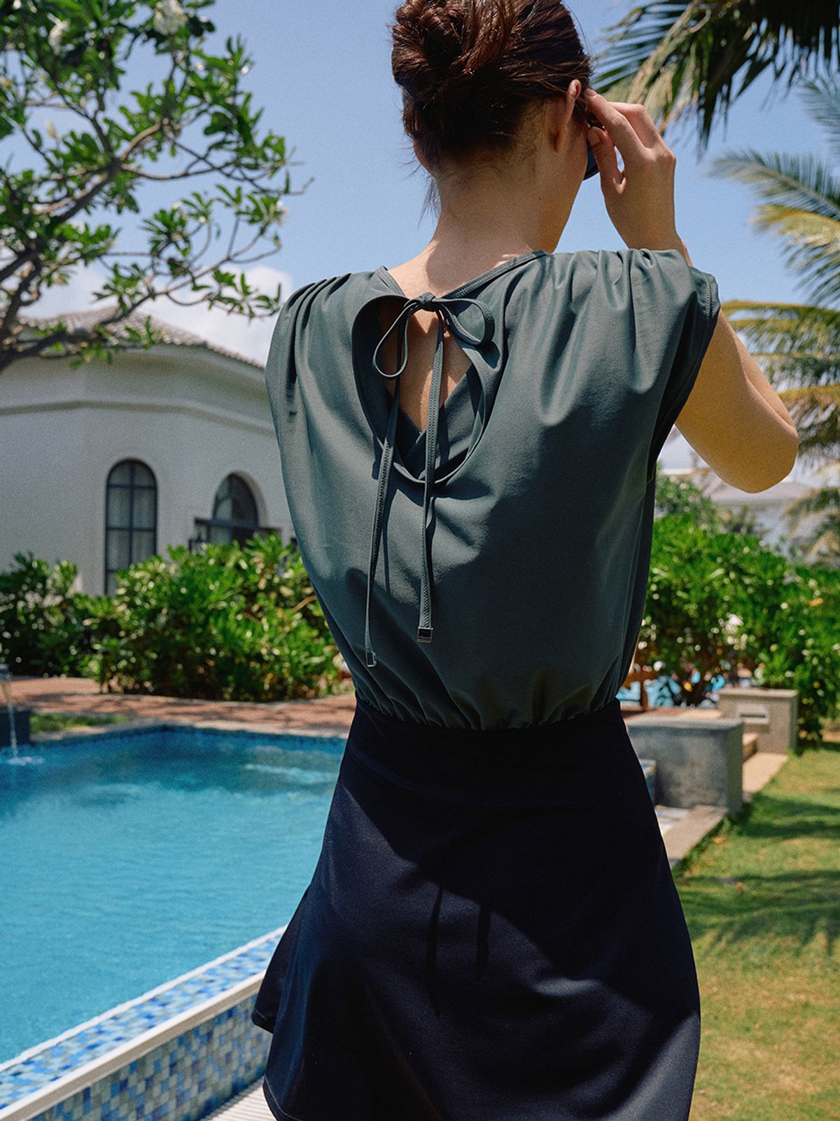 라메레이(LAMEREI) Shirring Colorblock SwimSuit[LMBBSW102]-4color