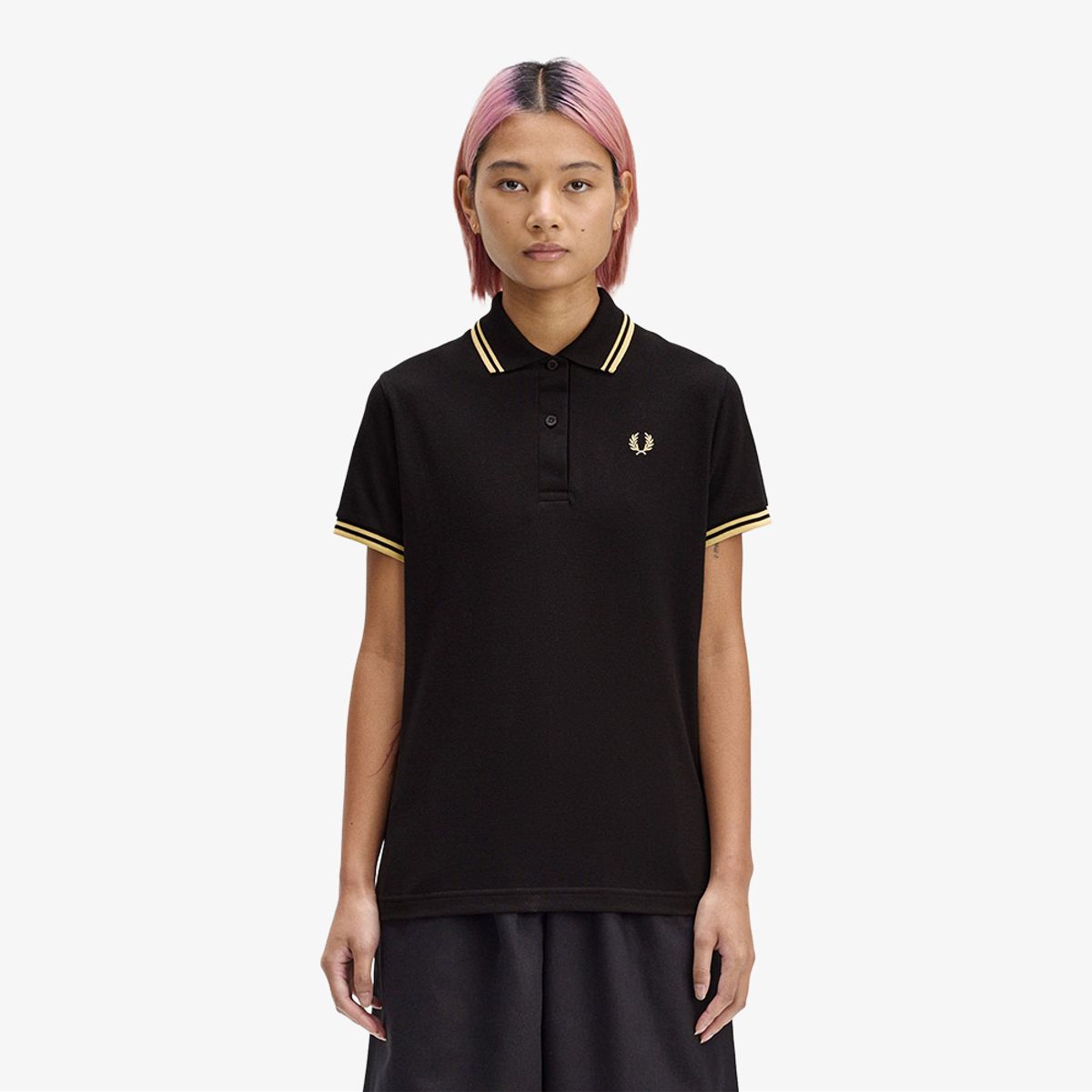 프레드페리(FRED PERRY) [G12] 여성 트윈 팁 프레드페리 셔츠 - 블랙/샴페인 G12-157 Made In England