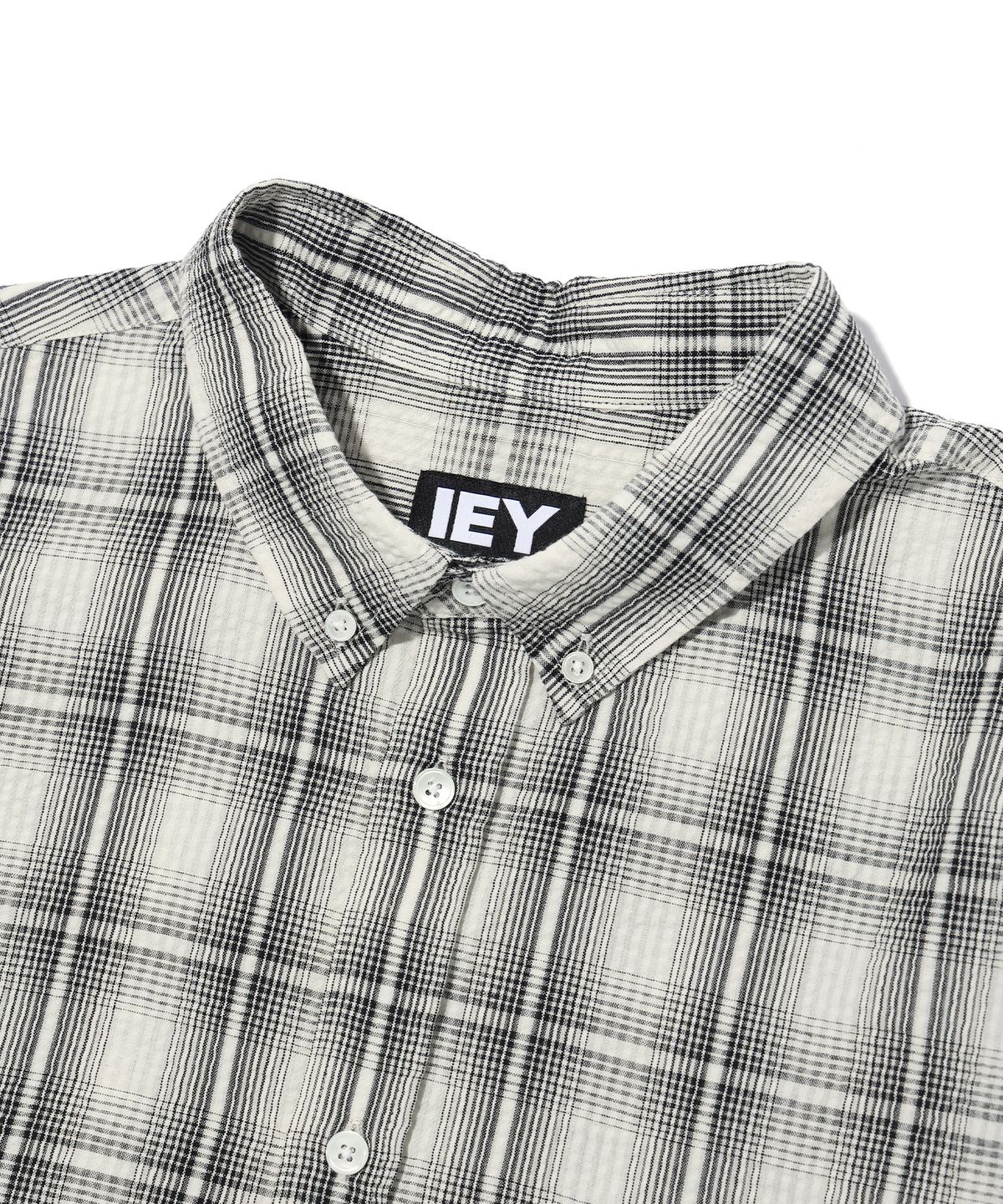 이에이(IEY) CROSS SEERSUCKER CHECK SHIRTS White