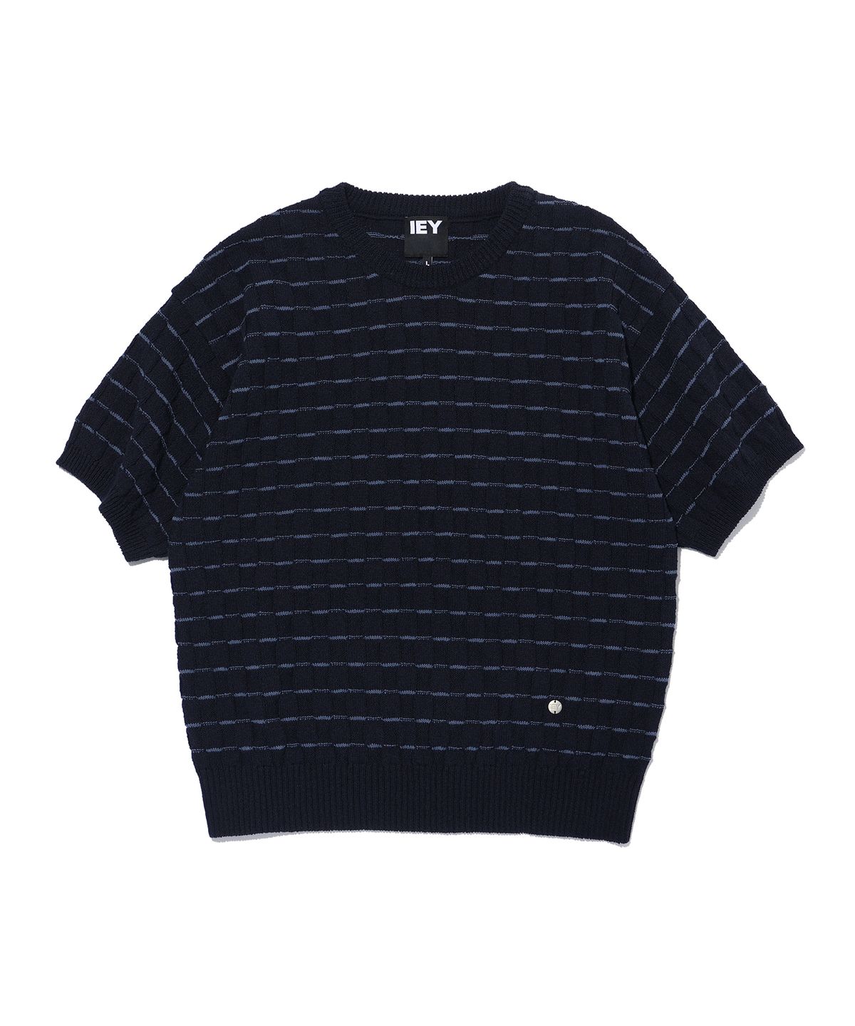 이에이(IEY) WAFFLE SHORT SLEEVE KNIT Navy - 사이즈 & 후기 | 무신사