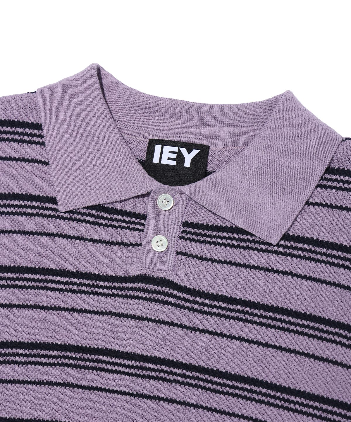 이에이(IEY) STRIPE COLLAR KNIT Purple