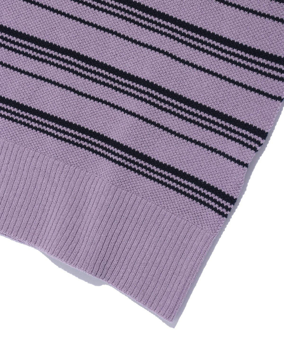 이에이(IEY) STRIPE COLLAR KNIT Purple