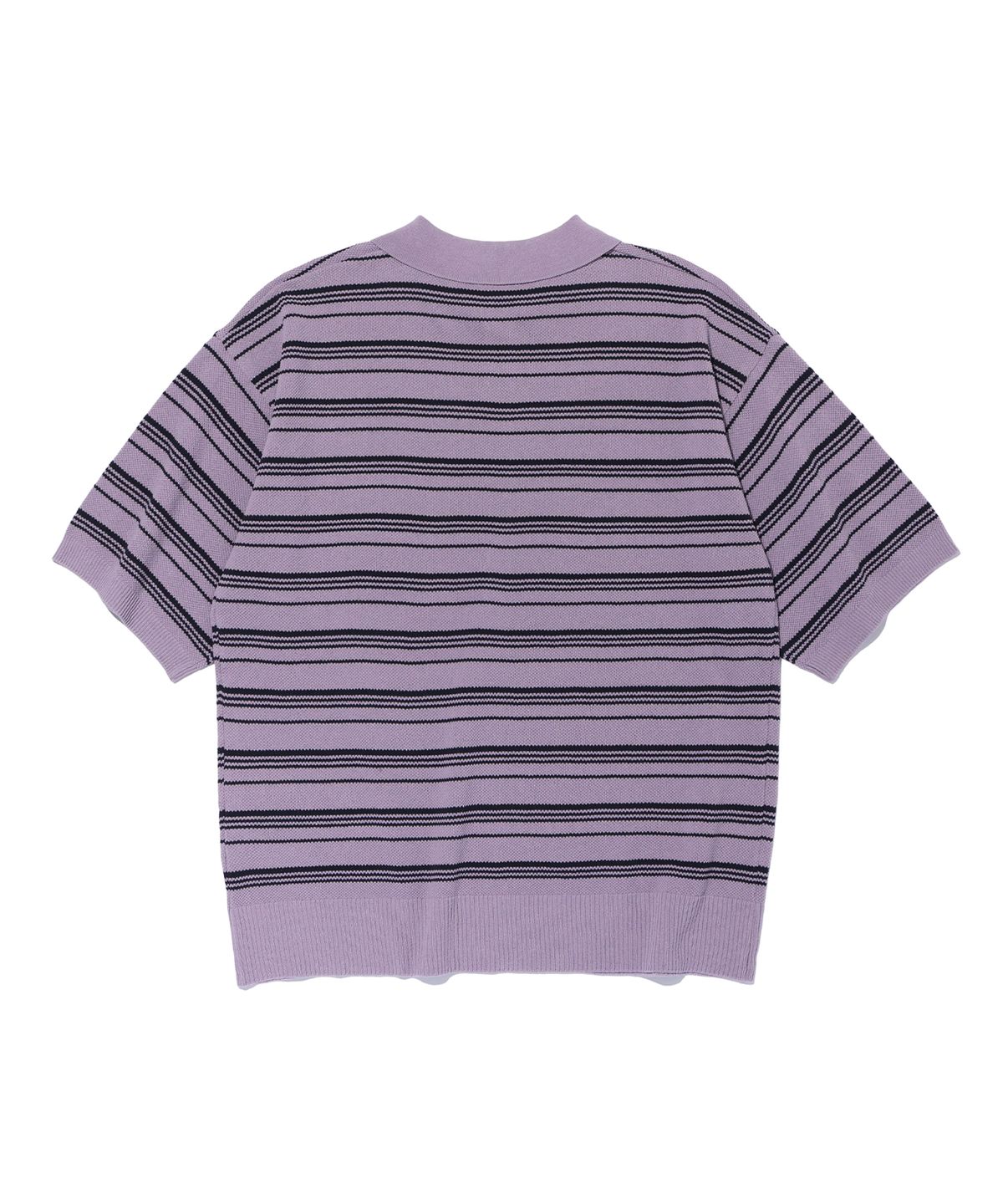 이에이(IEY) STRIPE COLLAR KNIT Purple