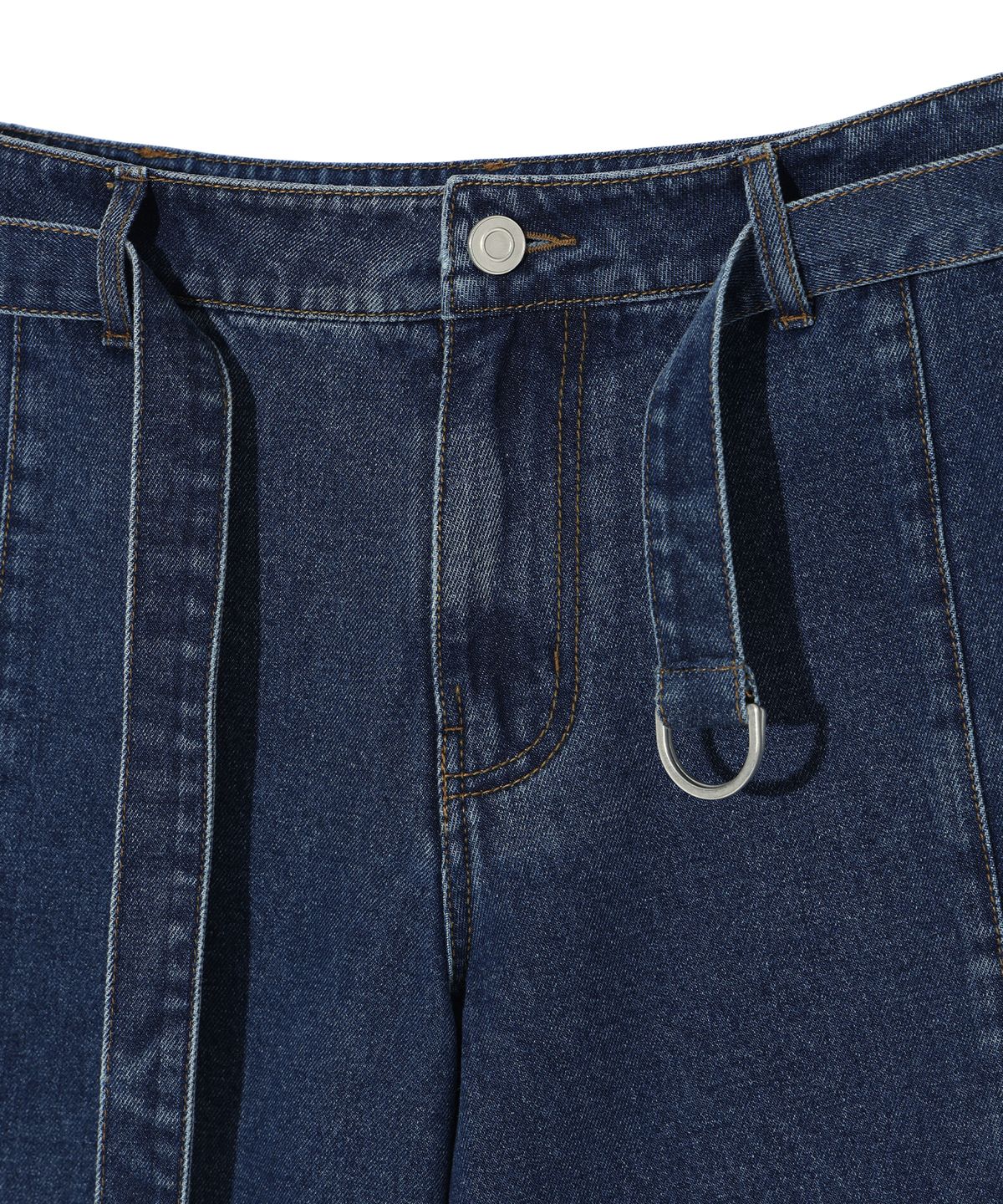 이에이(IEY) BELTED DENIM BERMUDA Indigo