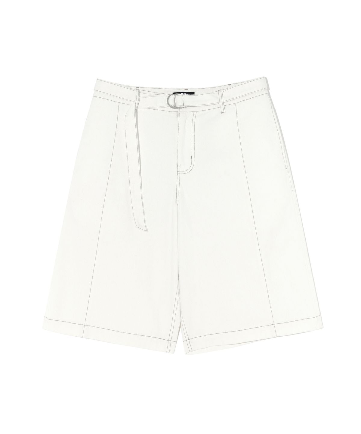이에이(IEY) BELTED DENIM BERMUDA Off White