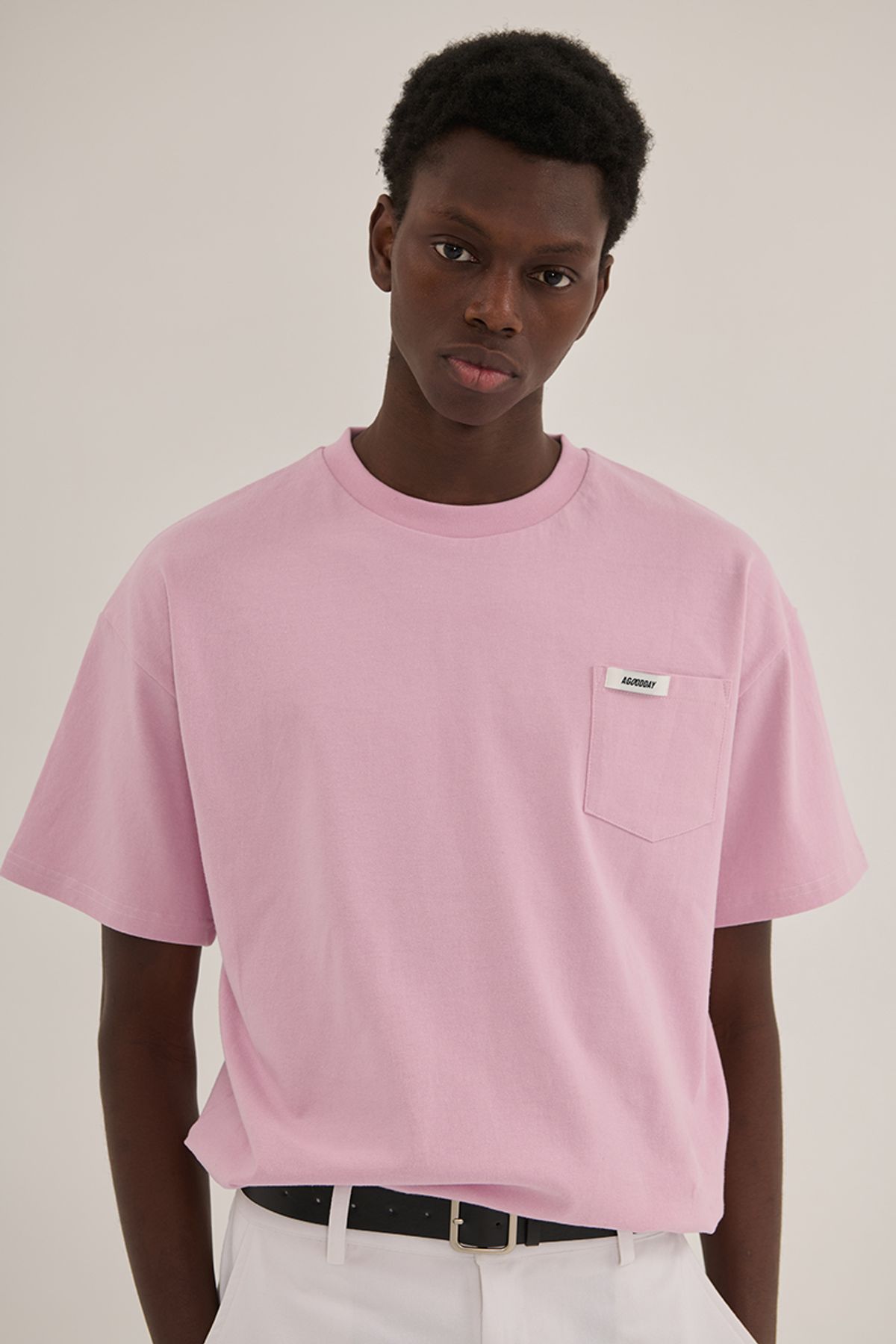 어굿데이(AGOODDAY) WASHING POCKET TSHIRT (PINK)