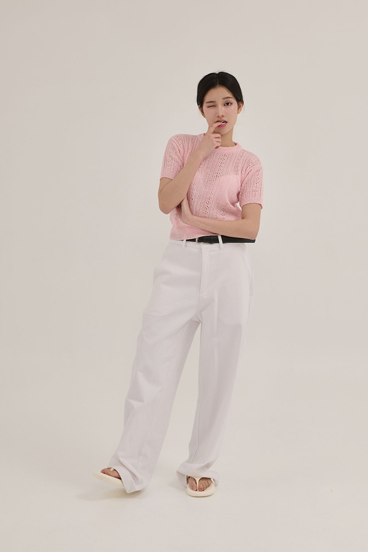 어굿데이(AGOODDAY) LINNEN BOUCLE ROUND KNIT (PINK)
