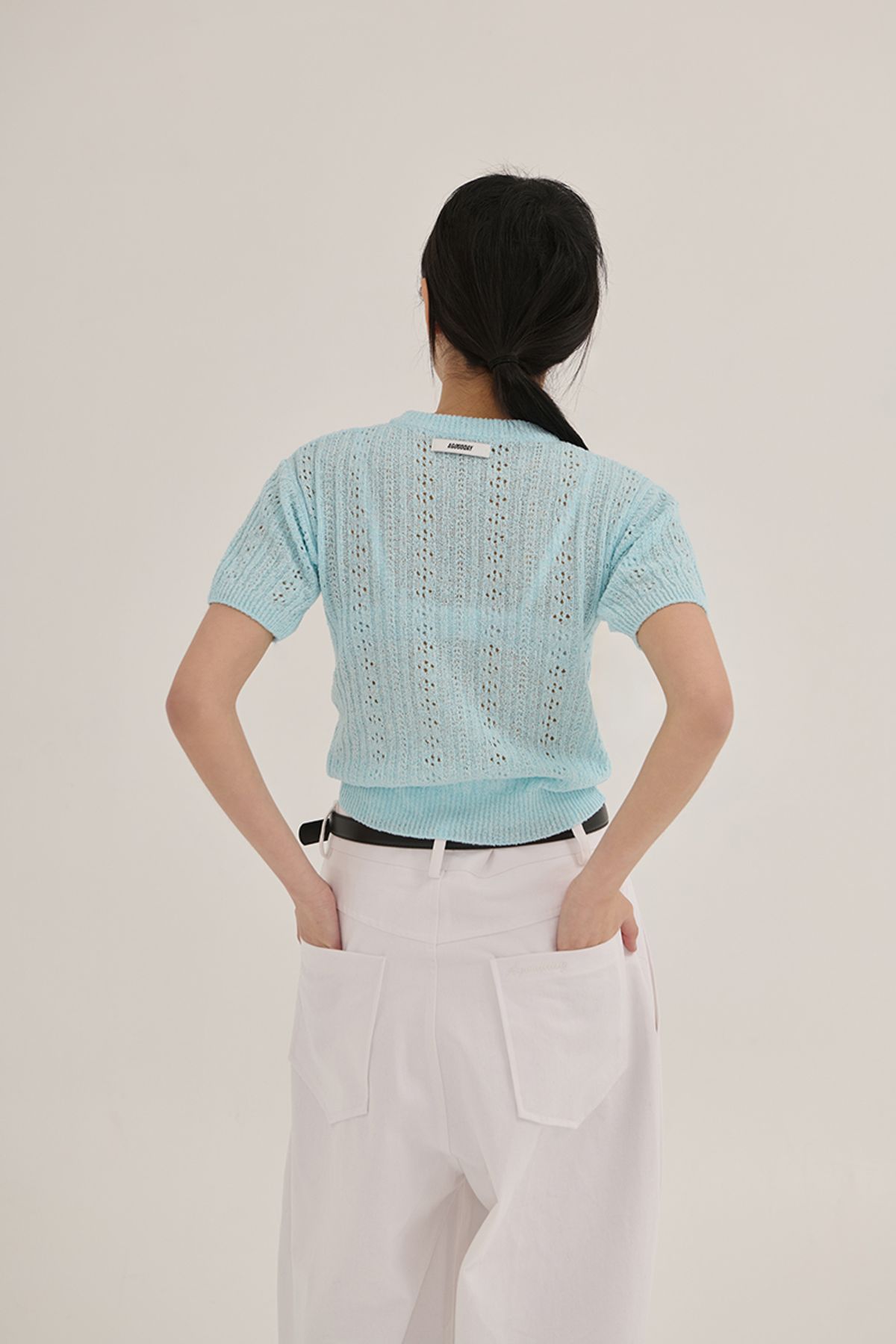 어굿데이(AGOODDAY) LINNEN BOUCLE ROUND KNIT (SKY)