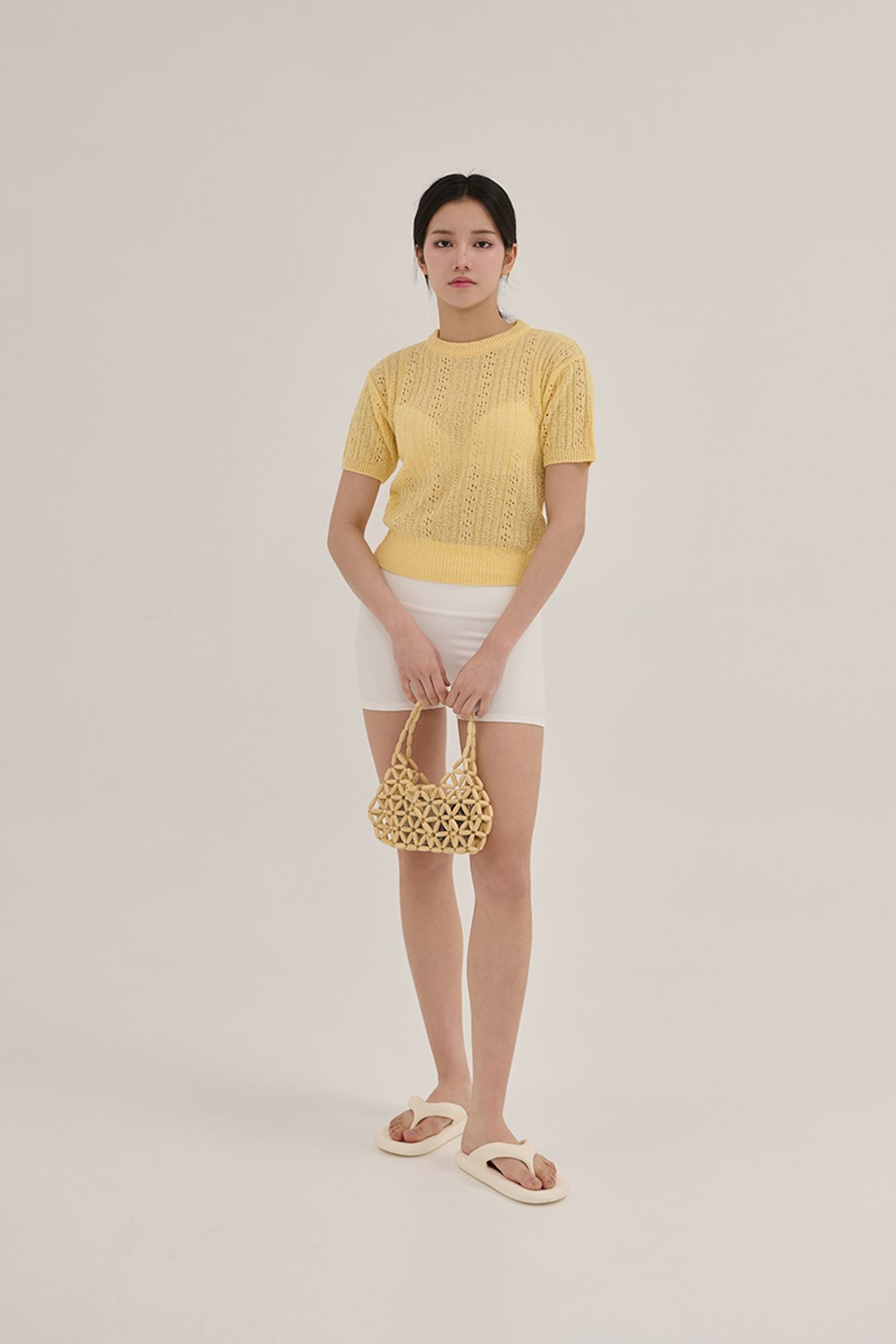 어굿데이(AGOODDAY) LINNEN BOUCLE ROUND KNIT (YELLOW)