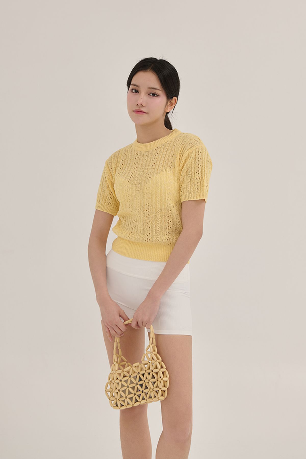 어굿데이(AGOODDAY) LINNEN BOUCLE ROUND KNIT (YELLOW)