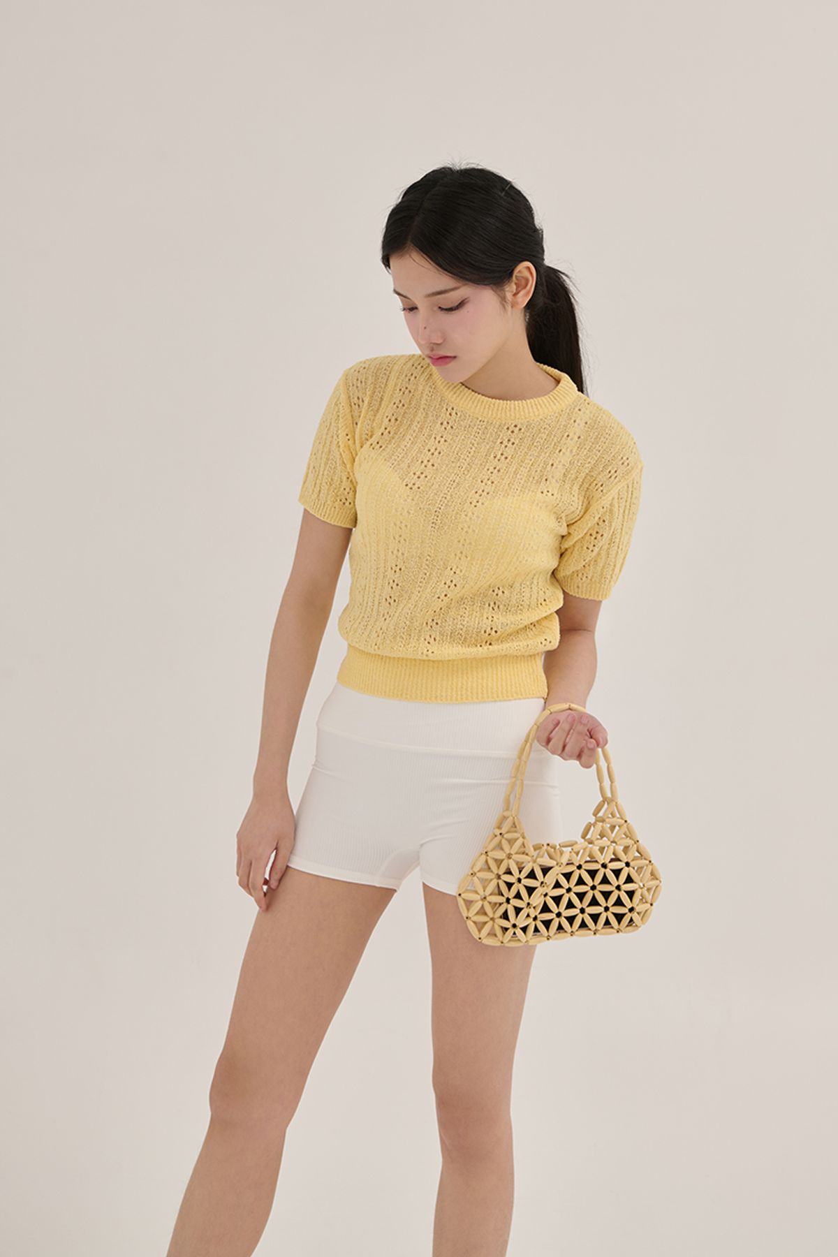 어굿데이(AGOODDAY) LINNEN BOUCLE ROUND KNIT (YELLOW)