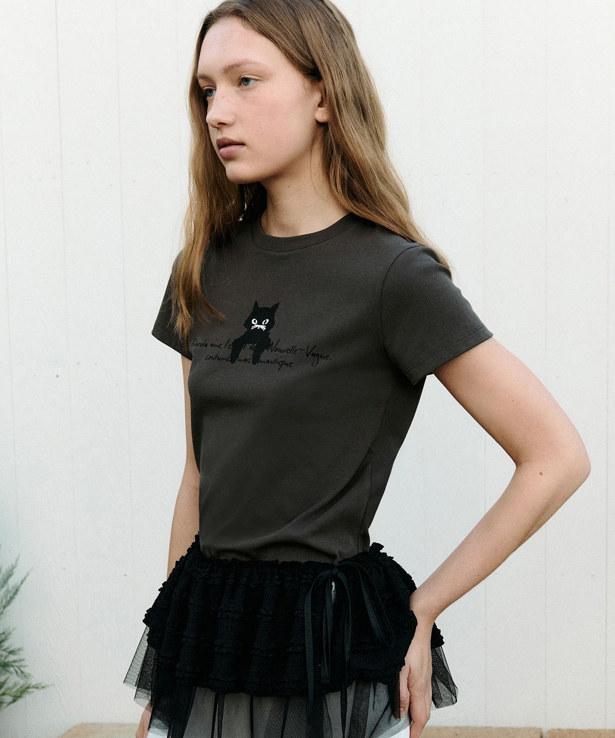 로라로라(ROLAROLA) ROLA CAT FRIENDS T-SHIRT CHARCOAL