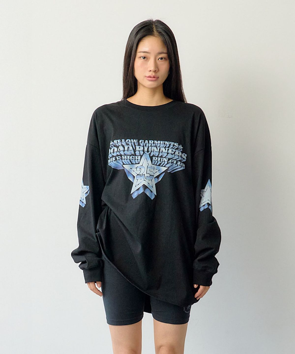 슬로우가먼츠(SLLOW GARMENTS) RUNNING CLUB WASHED TOP BLACK