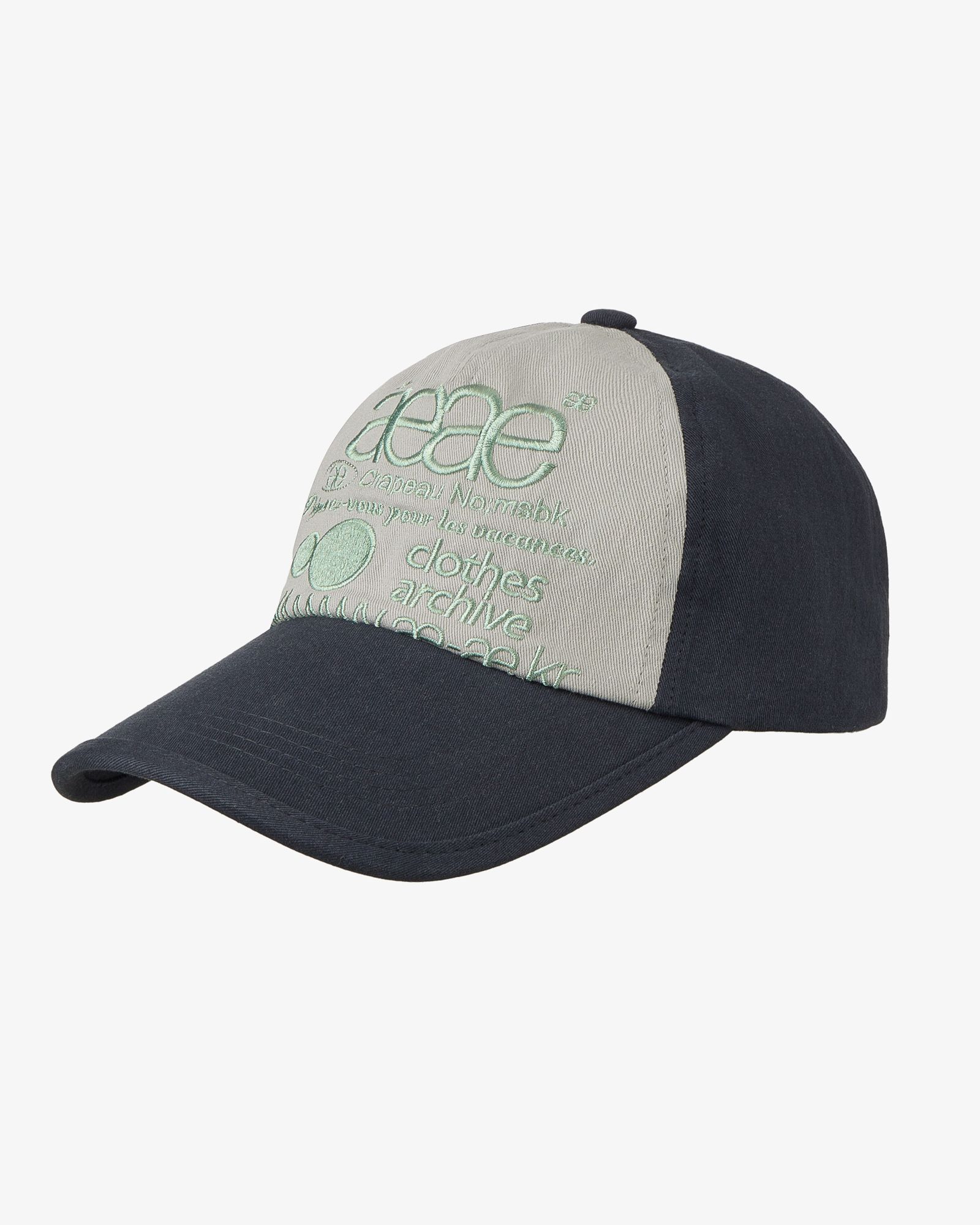 MUSINSA公式 | AEAE WEB LOGO 5 PANNEL BALL CAP [DARK NAVY/ASH]
