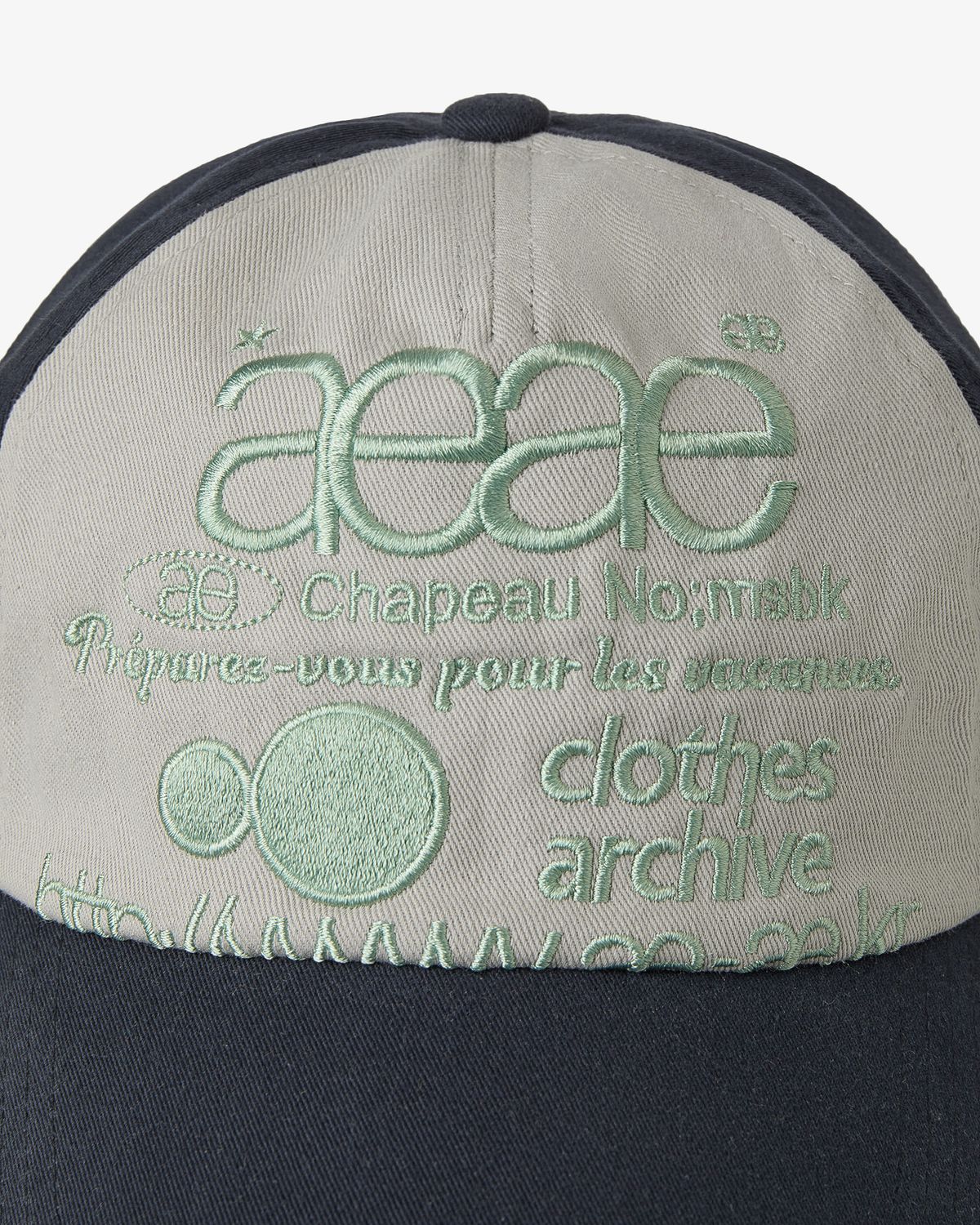 에이이에이이(AEAE) WEB LOGO 5 PANNEL BALL CAP [DARK NAVY/ASH]