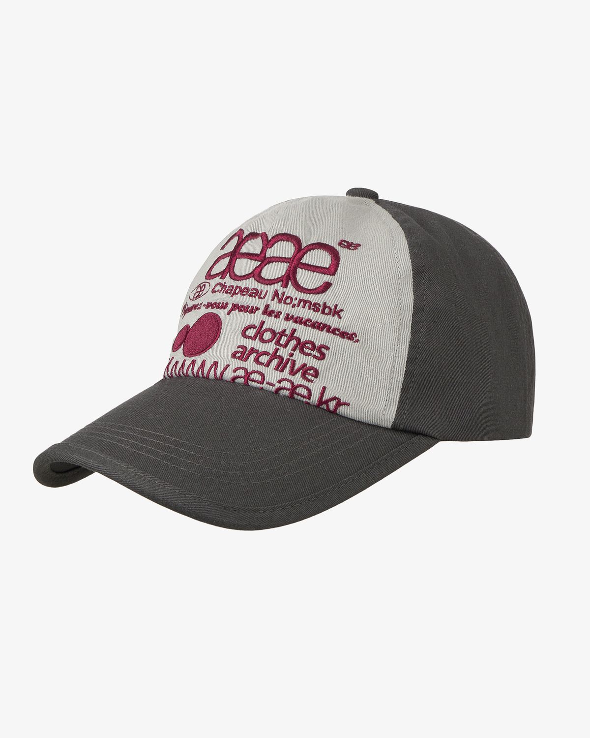 에이이에이이(AEAE) WEB LOGO 5 PANNEL BALL CAP [CHARCOAL/ASH]