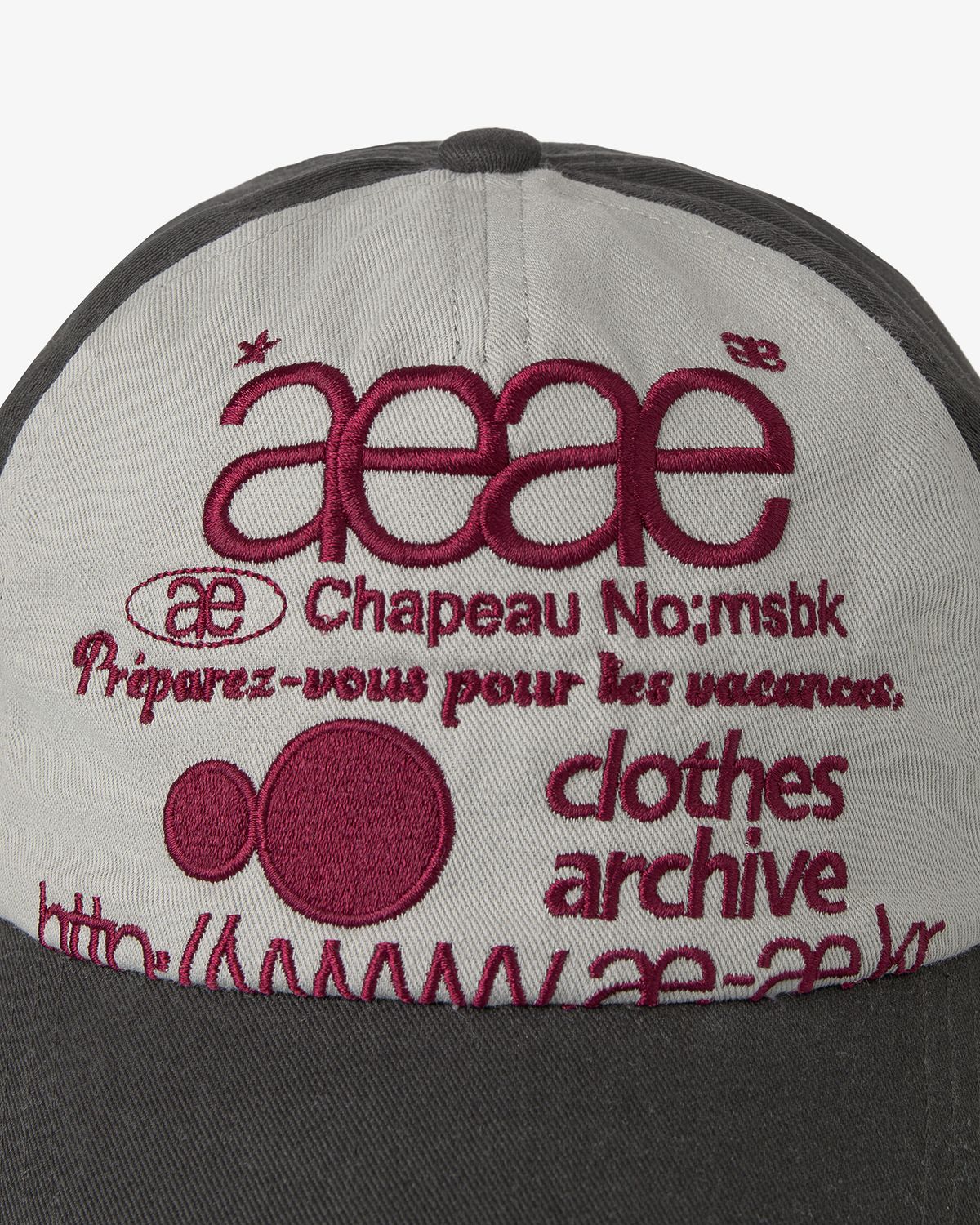 에이이에이이(AEAE) WEB LOGO 5 PANNEL BALL CAP [CHARCOAL/ASH]